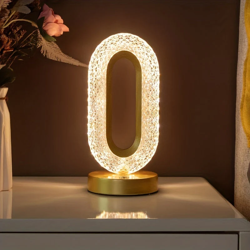 Oval Crystal Table Lamp – USB Charging Luxury Night Light for Bedroom & Office Decor - Image 8