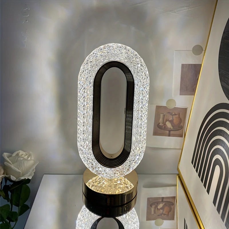 Oval Crystal Table Lamp – USB Charging Luxury Night Light for Bedroom & Office Decor - Image 9