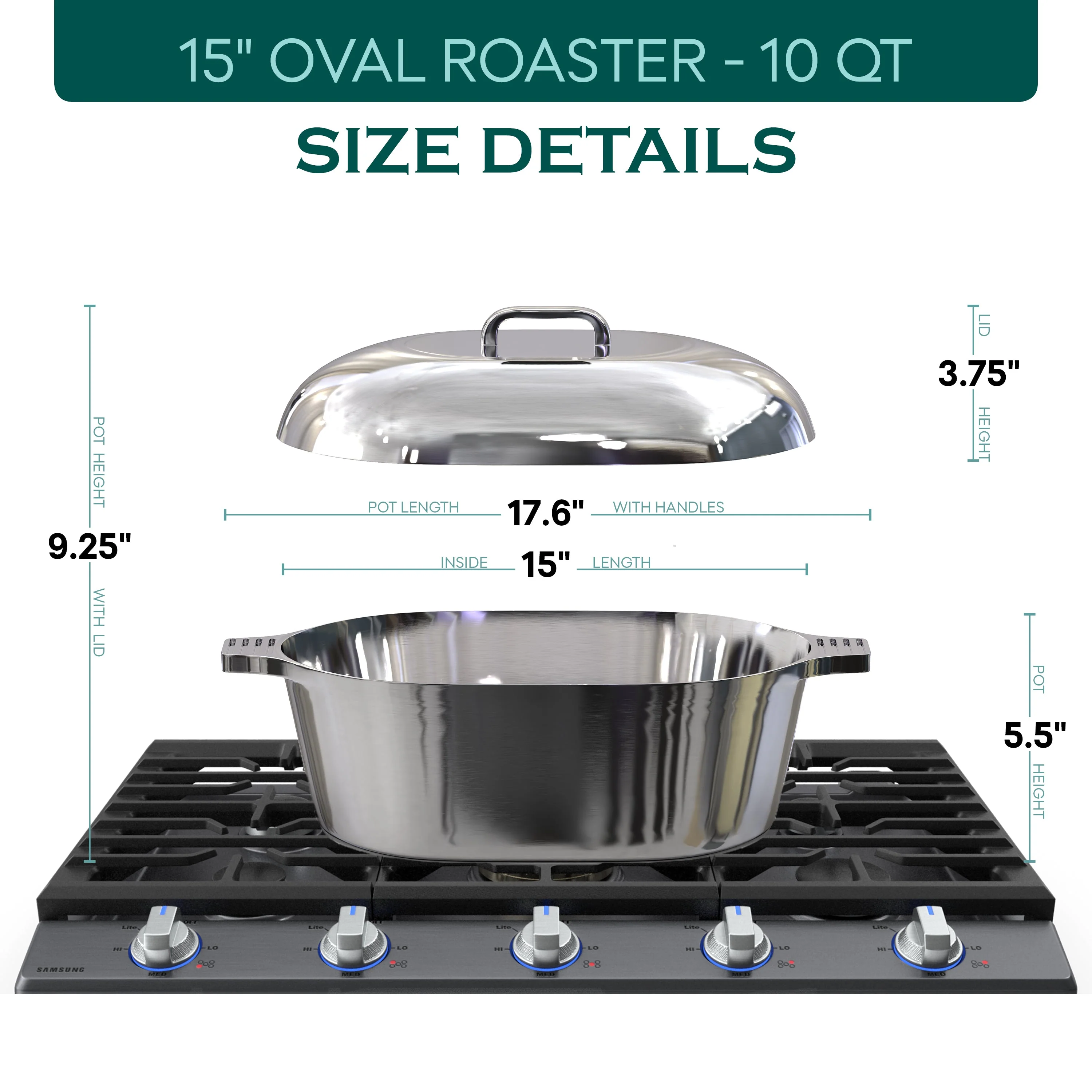 Oval Dutch Oven with Lid - 10 Quart (15 Inch) - Image 4