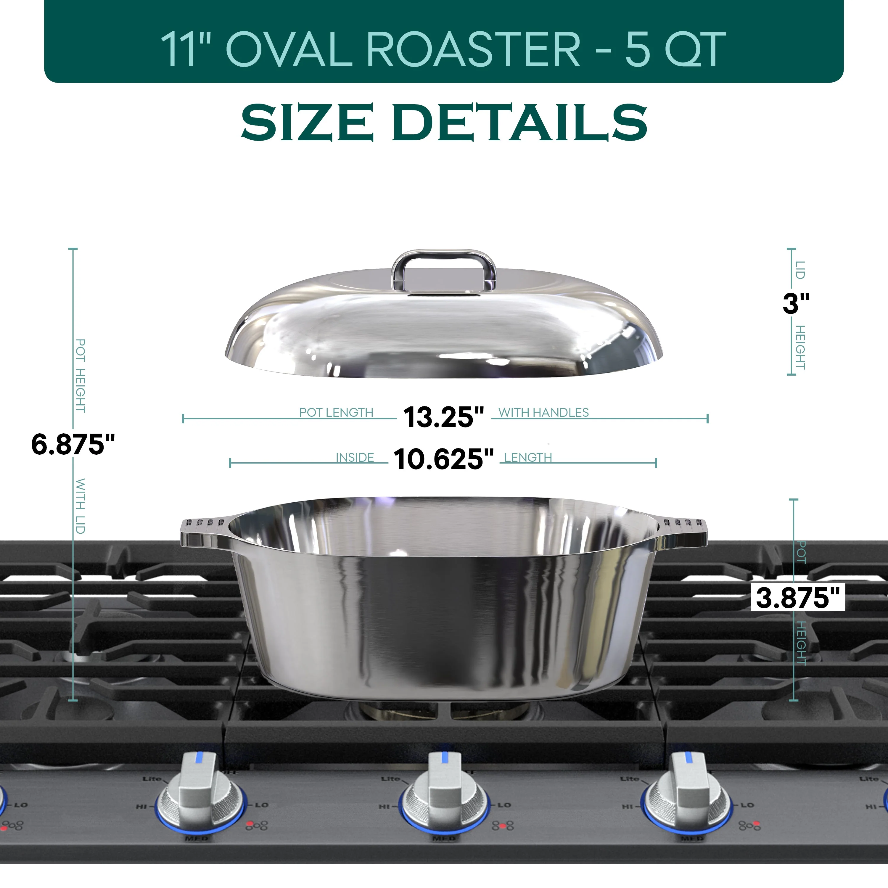 Oval Dutch Oven with Lid - 5 Quart (11 Inch) - Image 4