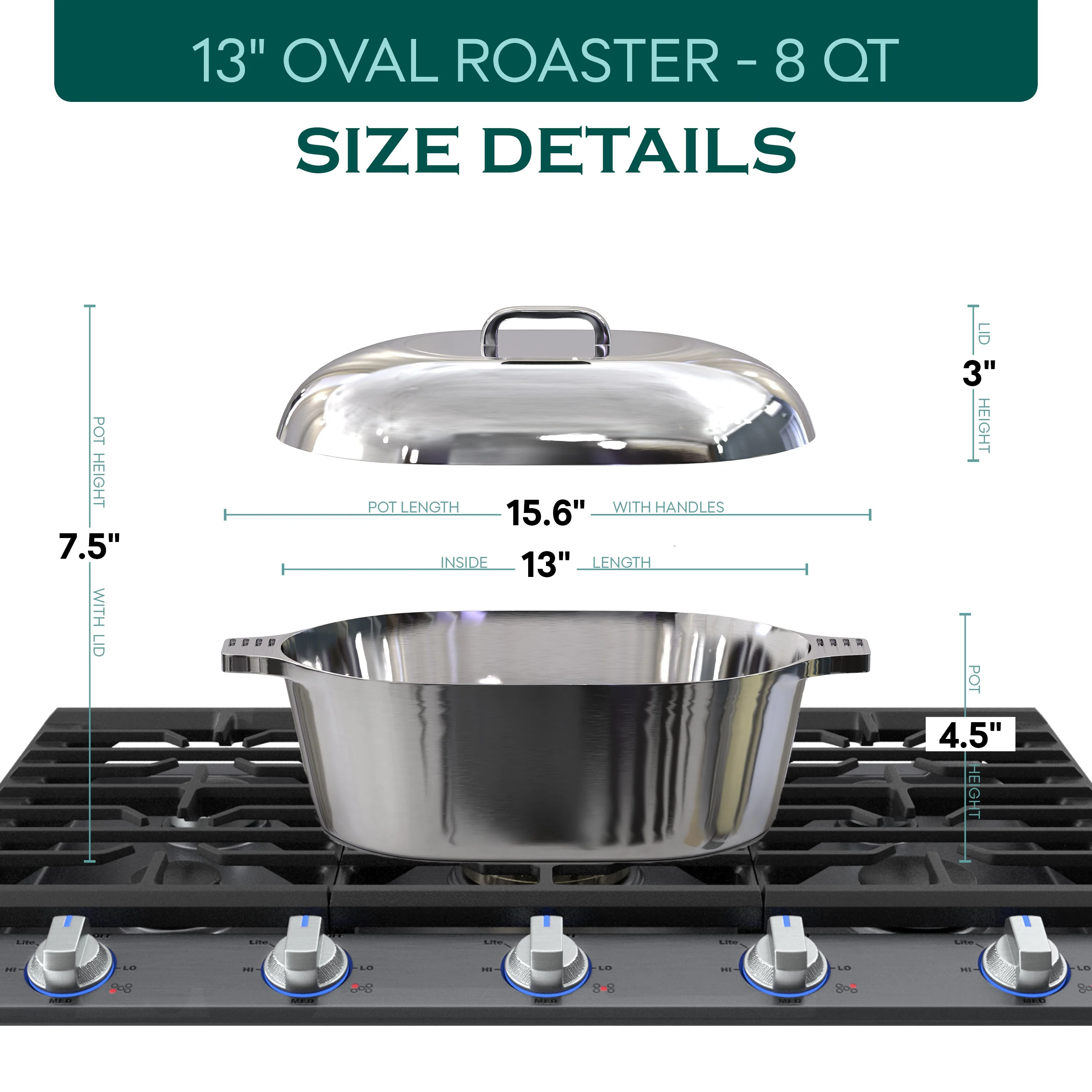 Oval Dutch Oven with Lid - 8 Quart (13 Inch) - Image 4
