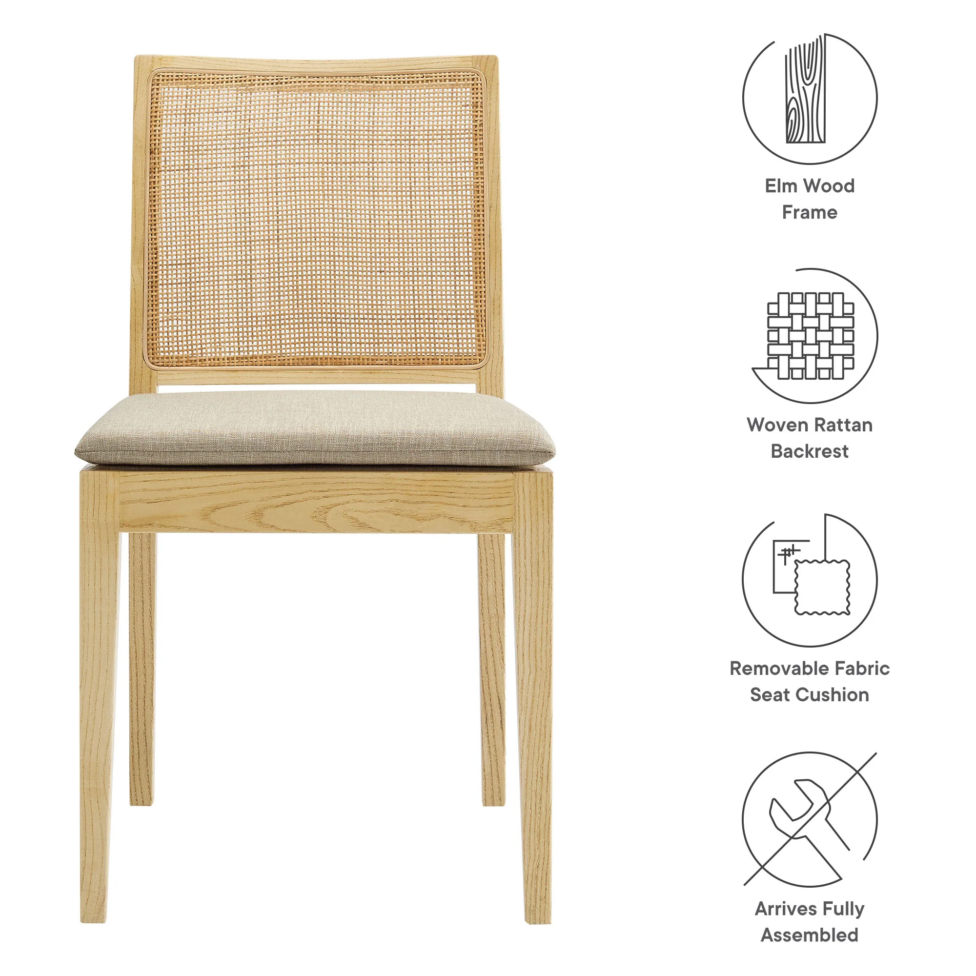 Ovard Wood and Rattan Dining Chair by Modway - Image 3