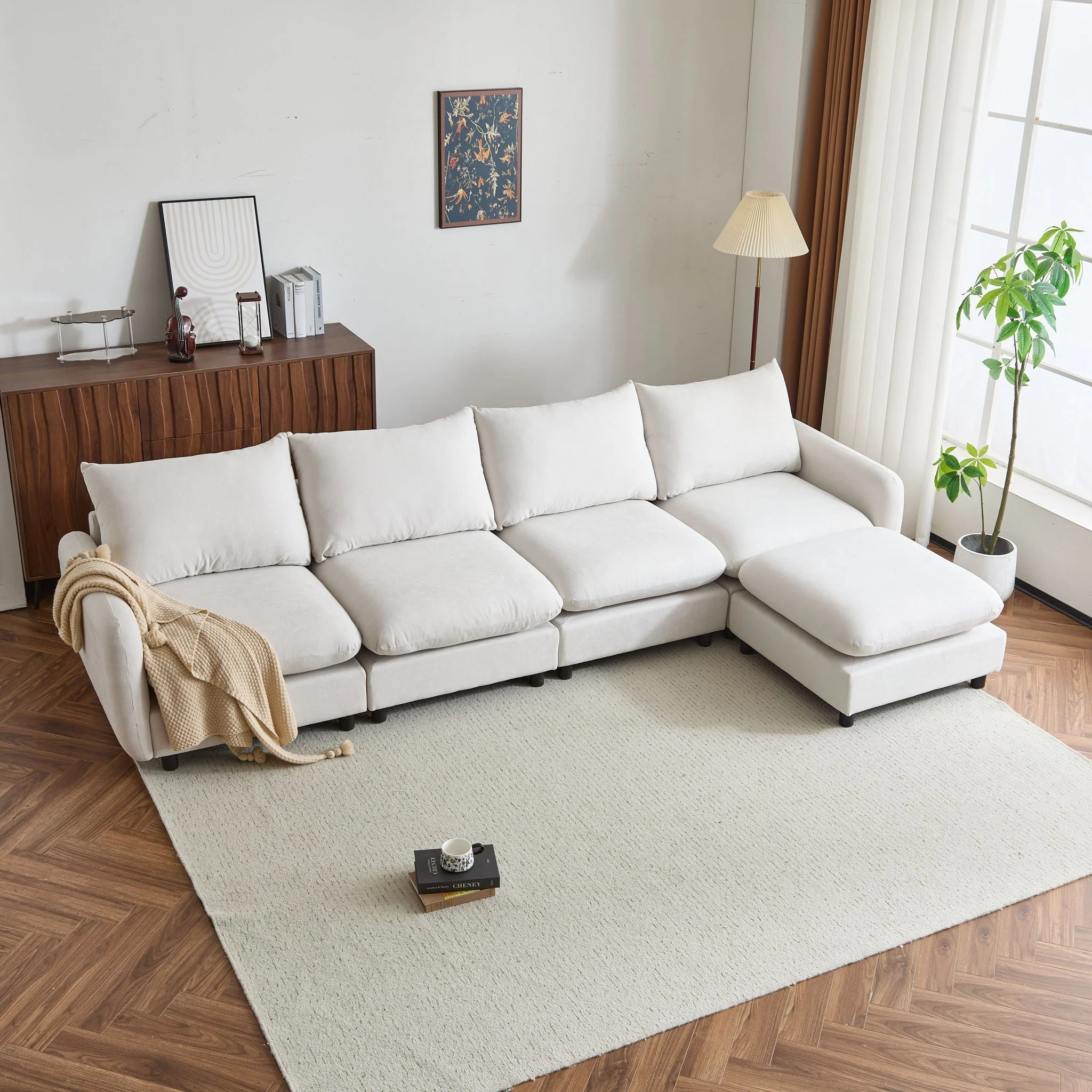 Oversize Modular Free Combination Sectional Sofa Couch With Ottoman For Living Room - Image 2