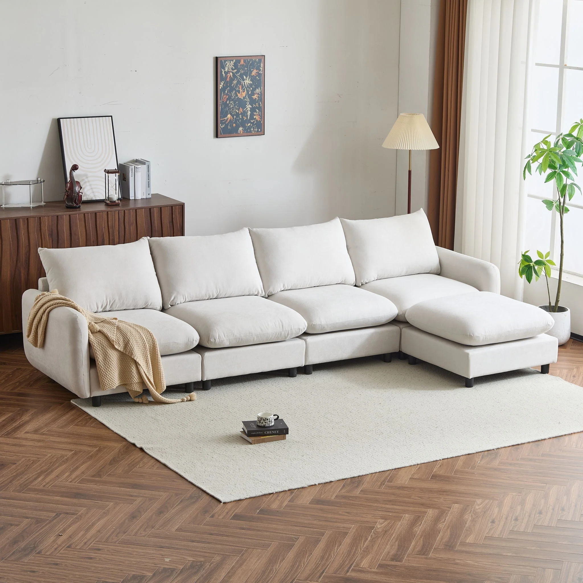Oversize Modular Free Combination Sectional Sofa Couch With Ottoman For Living Room - Image 4