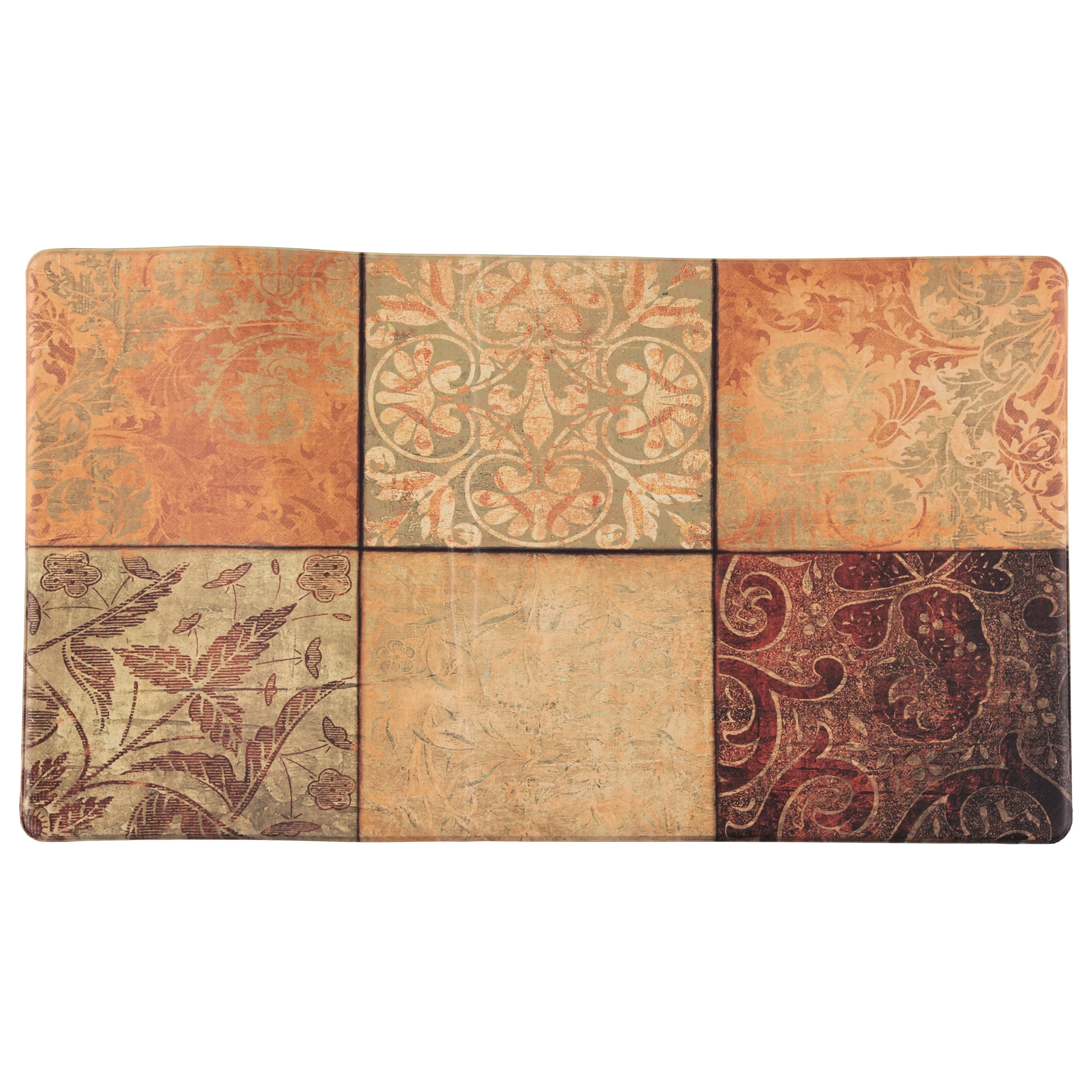Oversized 20"x36" Feel at Ease Anti-Fatigue Kitchen Mat (Green Mosaic)