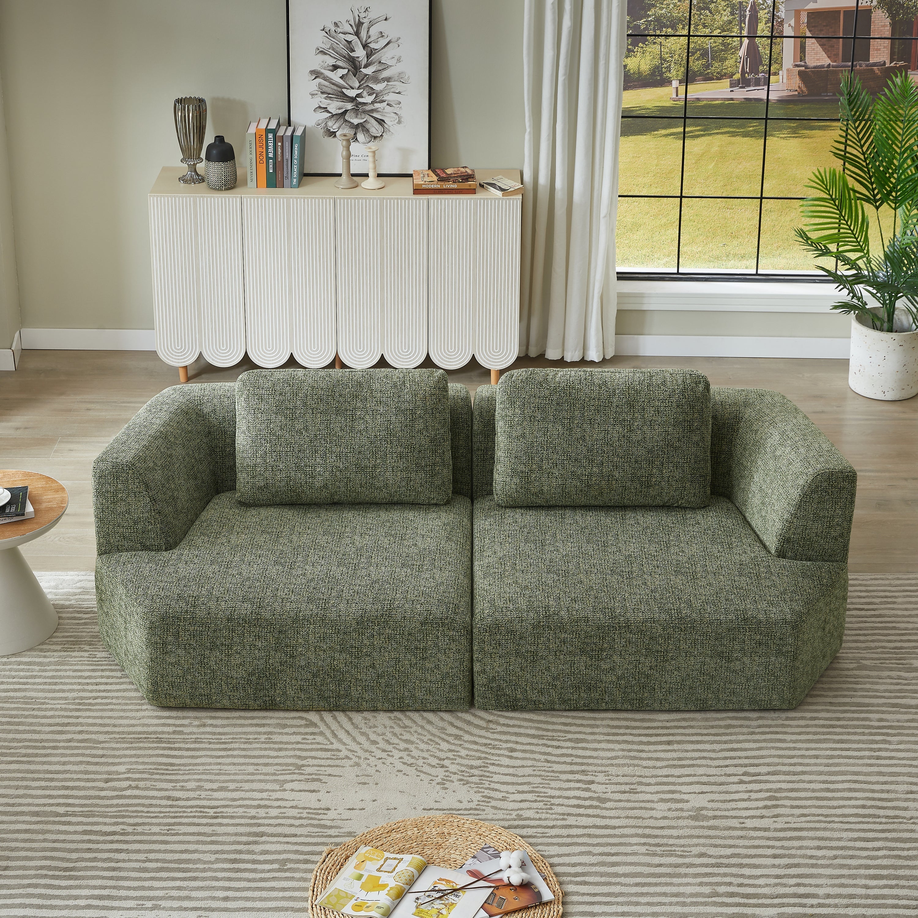 Oversized 3 Seater Compressed Sofa with Chenille Fabric - Image 2