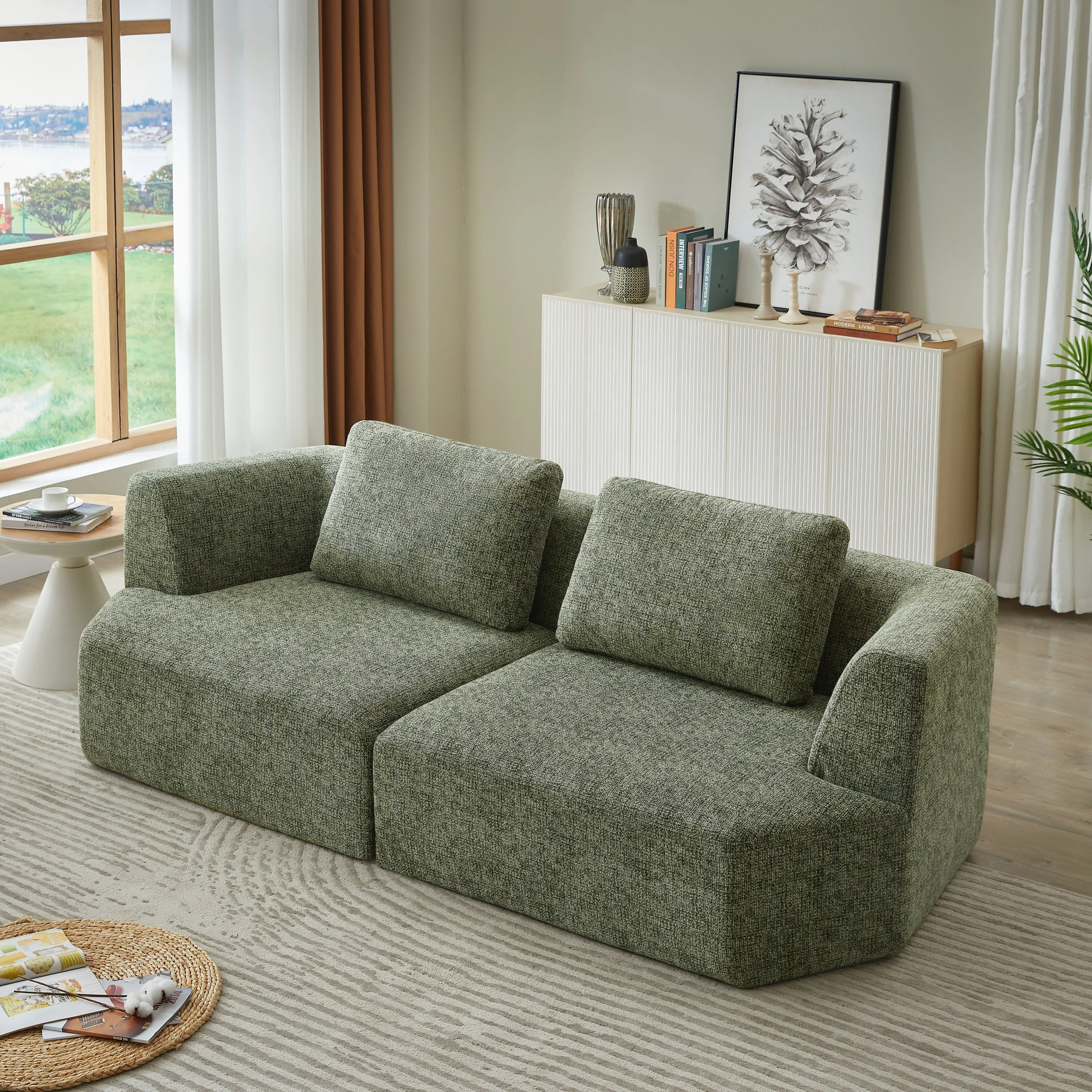 Oversized 3 Seater Compressed Sofa with Chenille Fabric - Image 3