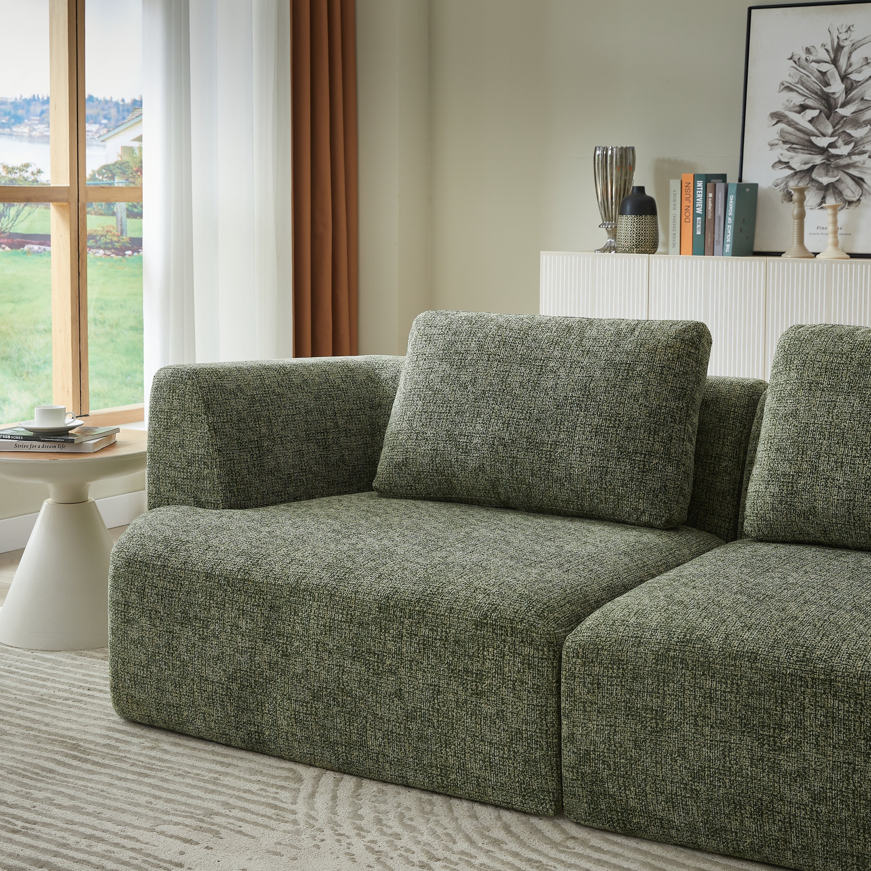 Oversized 3 Seater Compressed Sofa with Chenille Fabric - Image 4