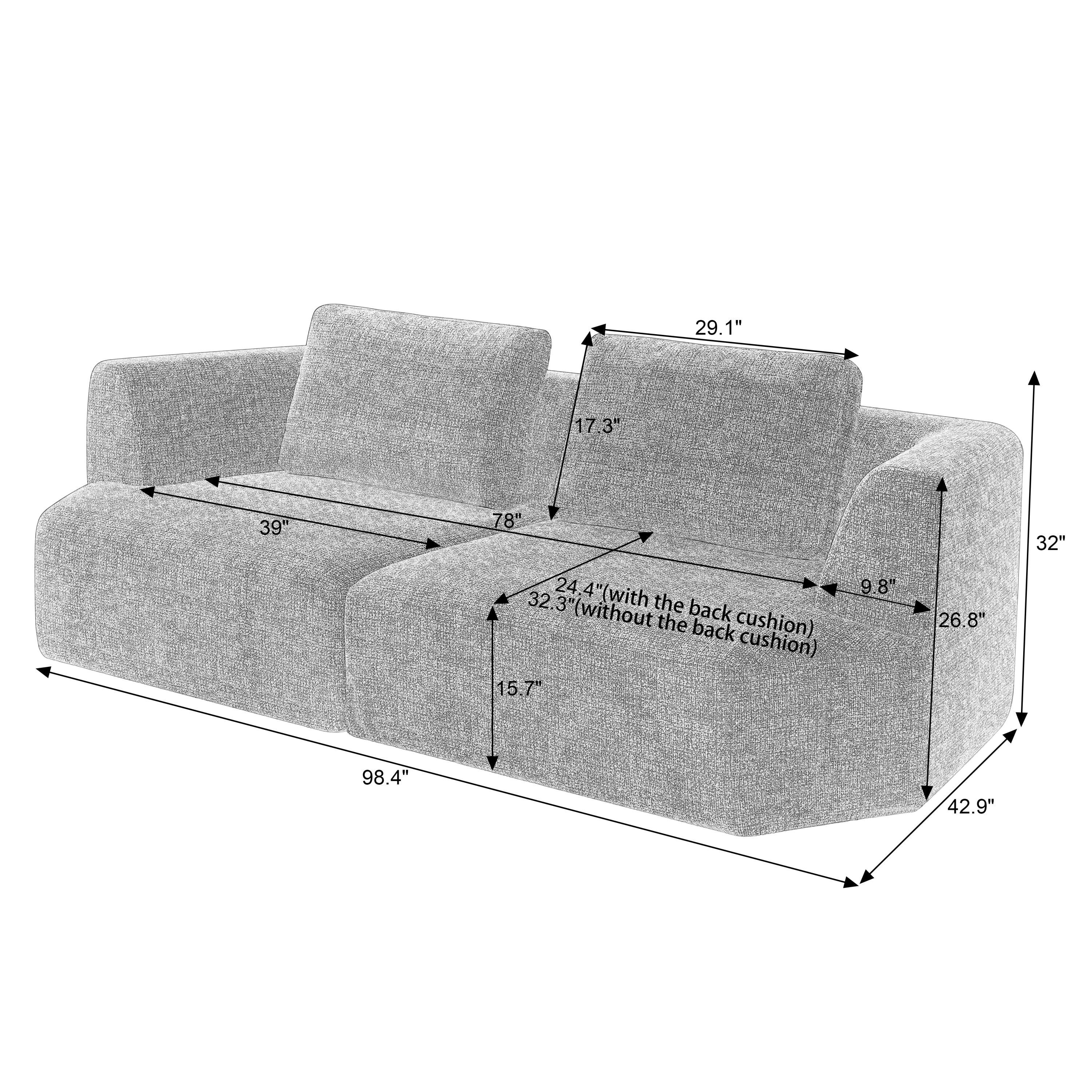 Oversized 3 Seater Compressed Sofa with Chenille Fabric - Image 6