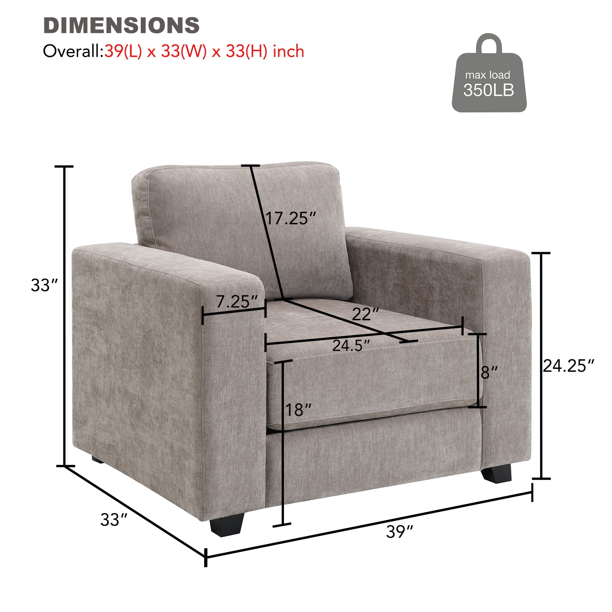 Oversized Accent Chair With Widen Arm For Living Room - Image 5