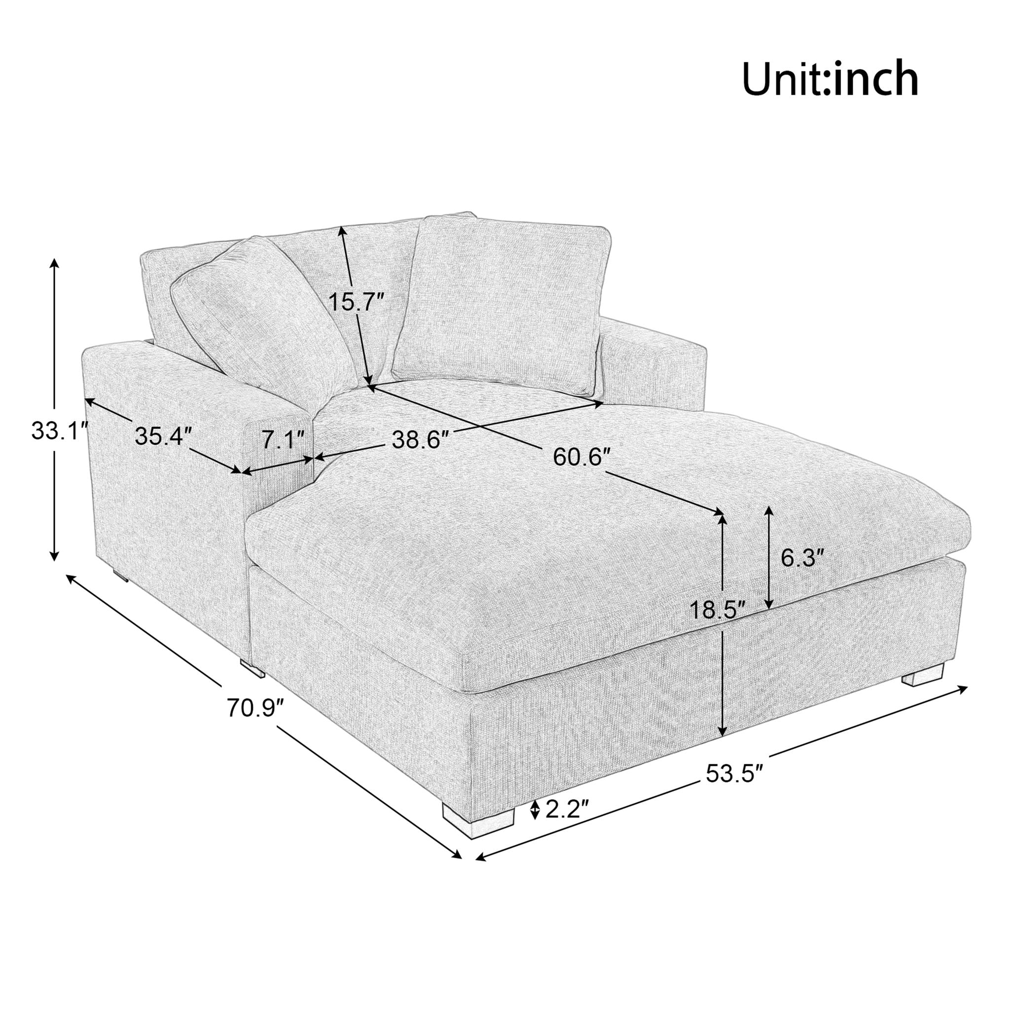 Oversized Chaise Lounge Chair Classic Design - Image 7