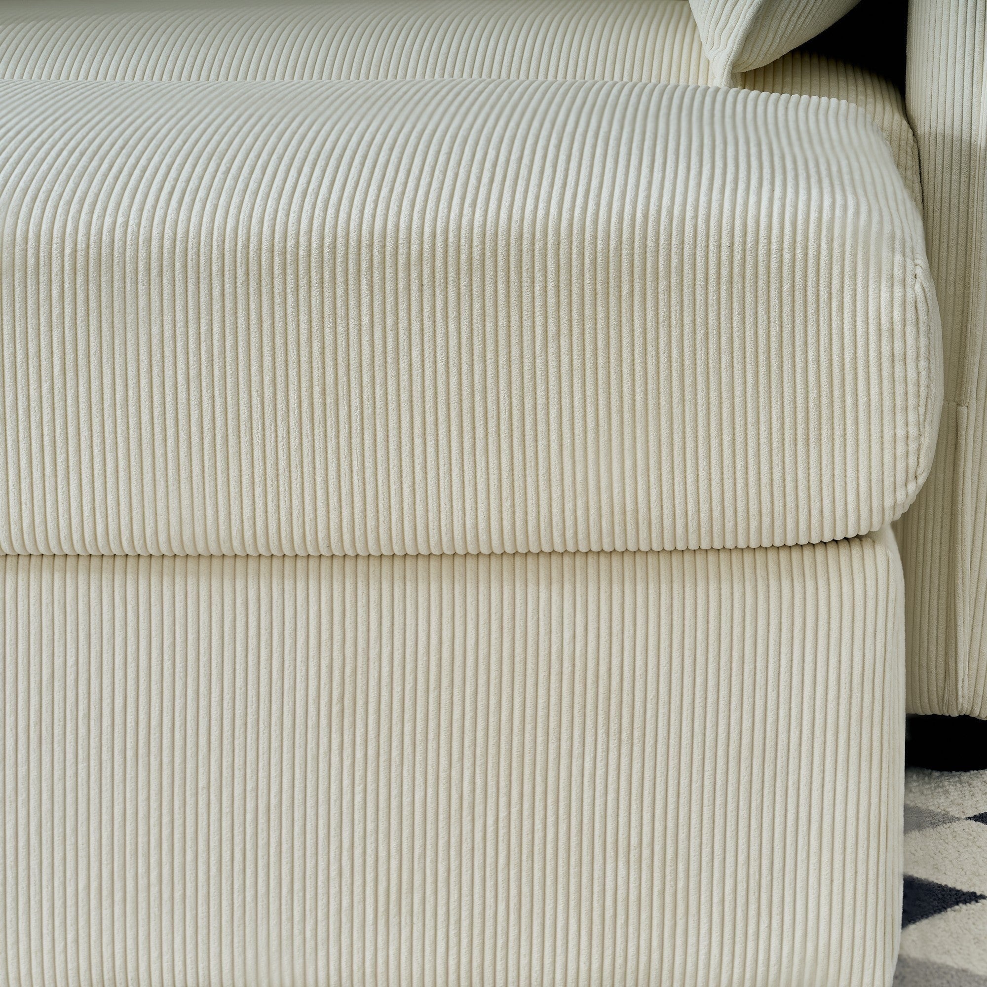 Oversized Chaise Lounge Chair with Ottoman and Storage in Beige - Image 15
