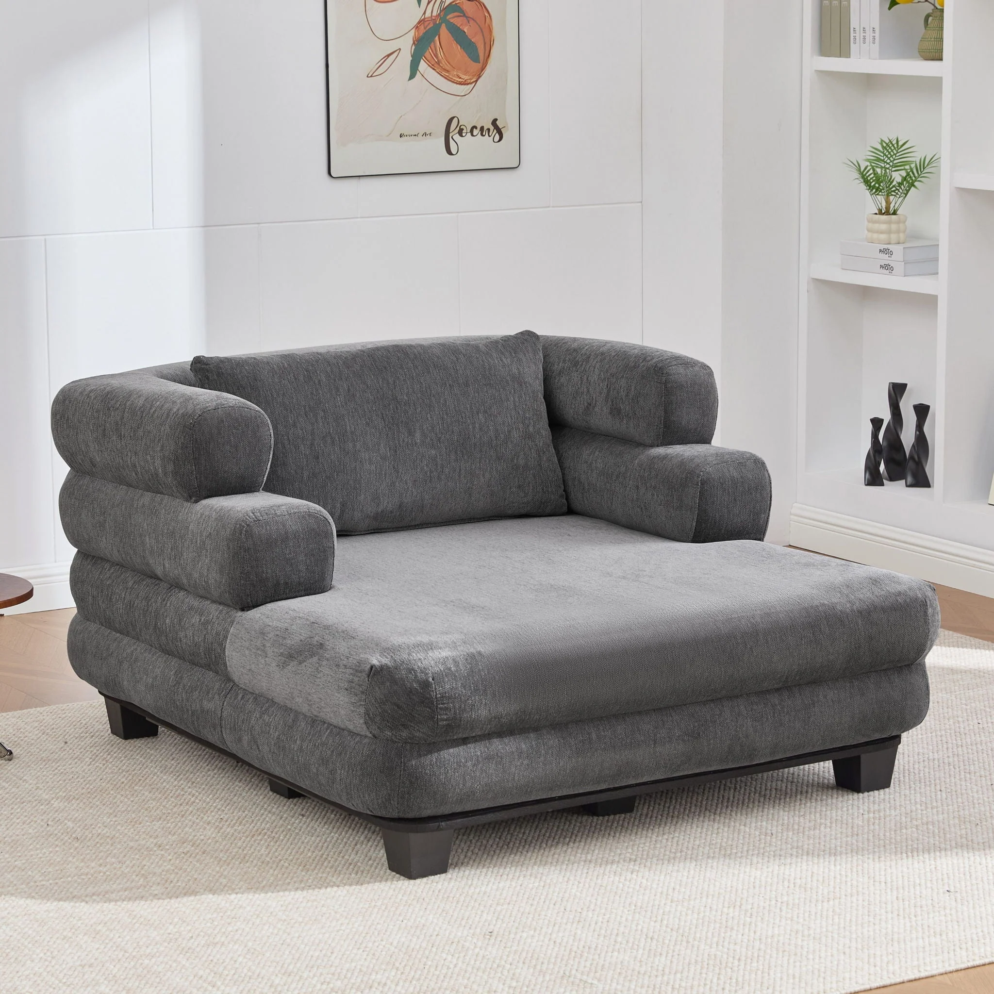 Oversized Chaise Lounge Sofa Bed with Deep Seat and Layered Armrests - Image 3