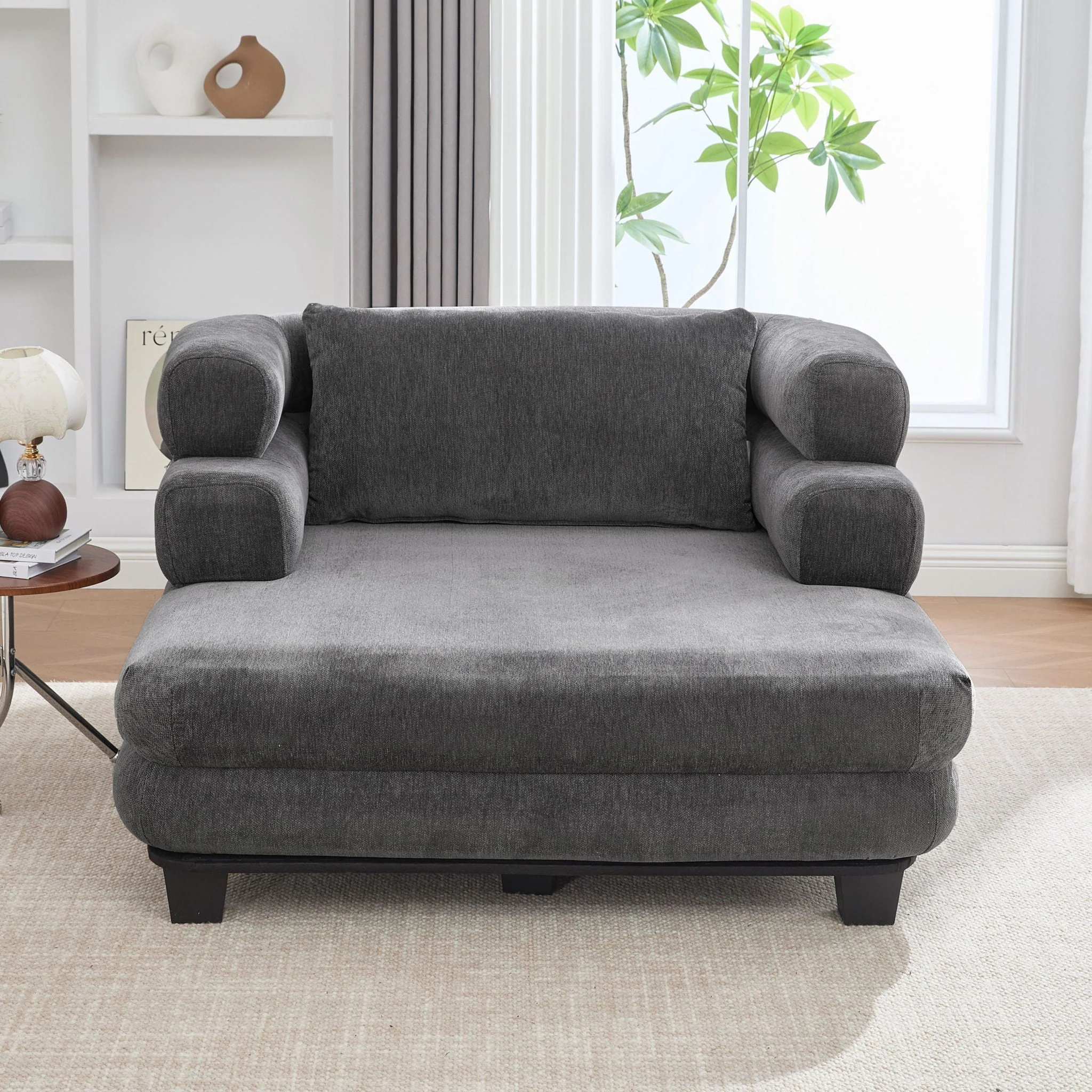 Oversized Chaise Lounge Sofa Bed with Deep Seat and Layered Armrests - Image 6