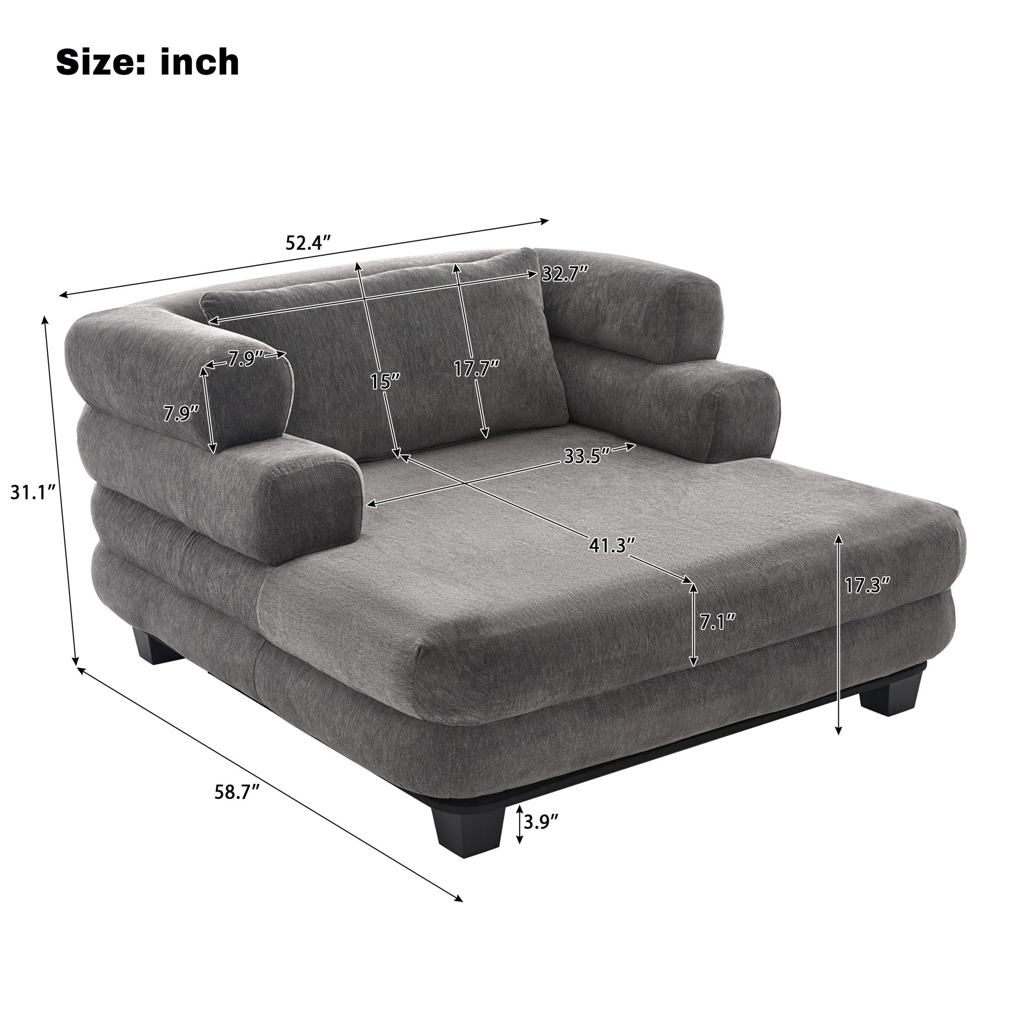 Oversized Chaise Lounge Sofa Bed with Deep Seat and Layered Armrests - Image 7
