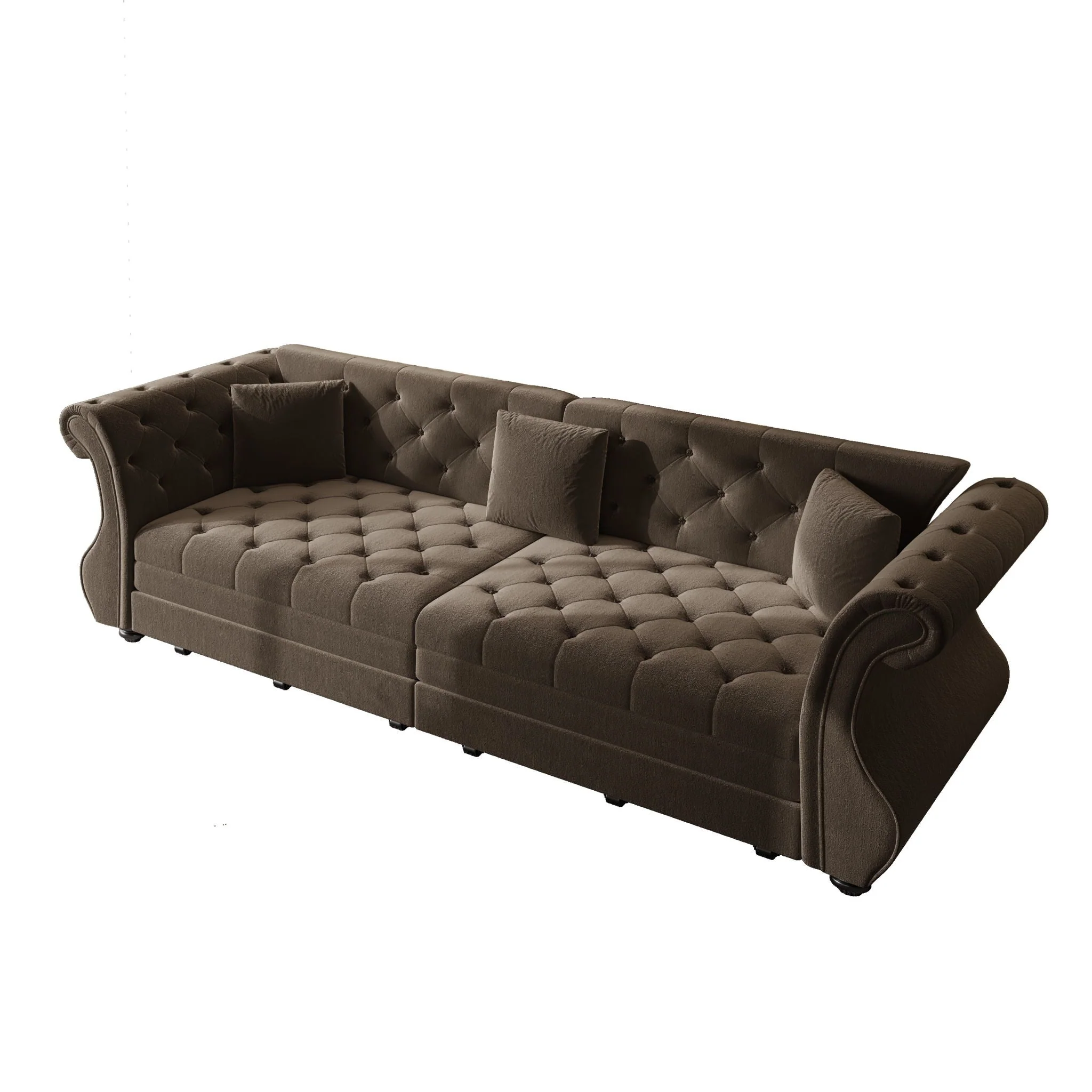 Oversized Chesterfield Pull Out Sofa Bed, Roll Arm Couch With Flower Tufting For Living Room - Image 3
