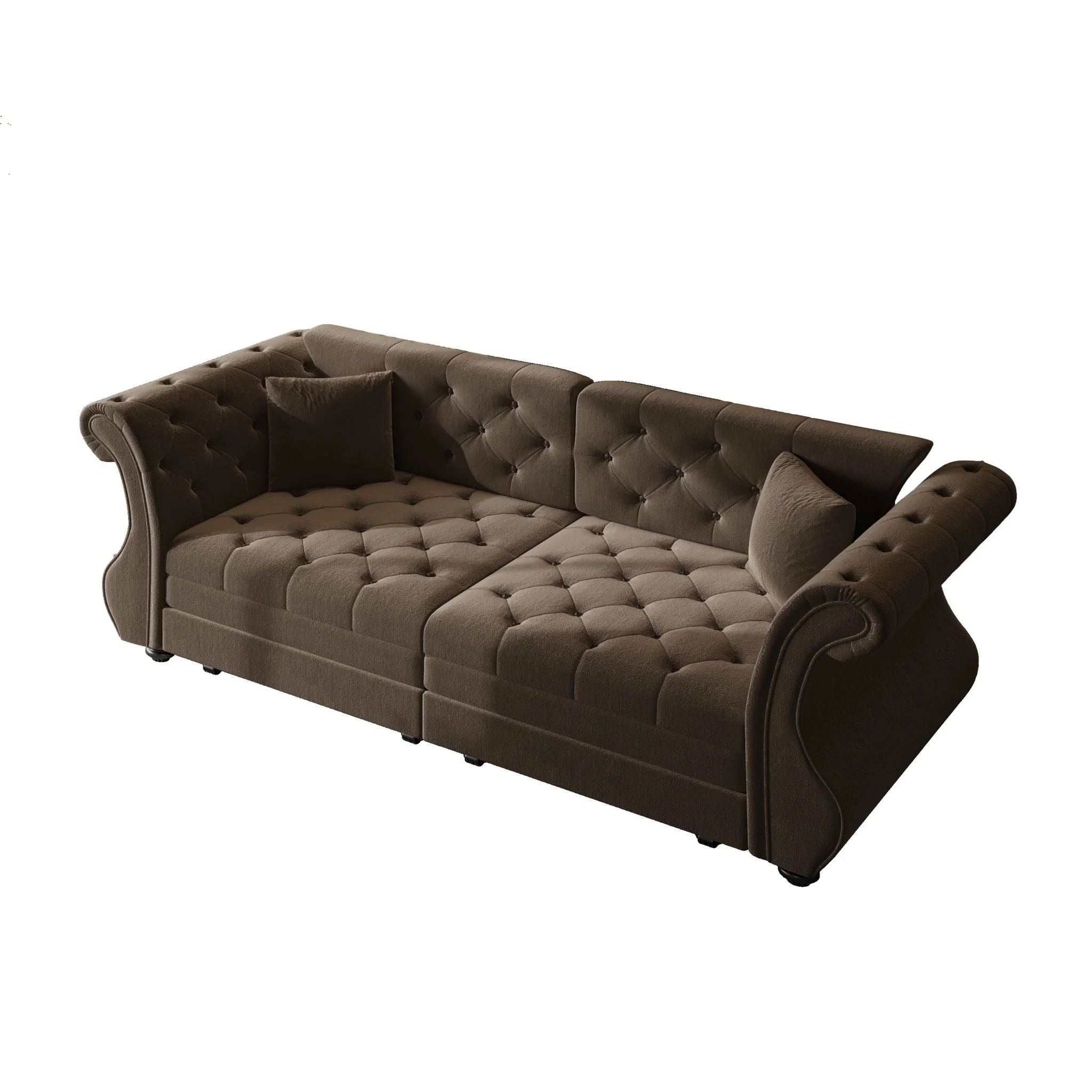 Oversized Chesterfield Pull Out Sofa Bed, Roll Arm Couch With Flower Tufting For Living Room - Image 4
