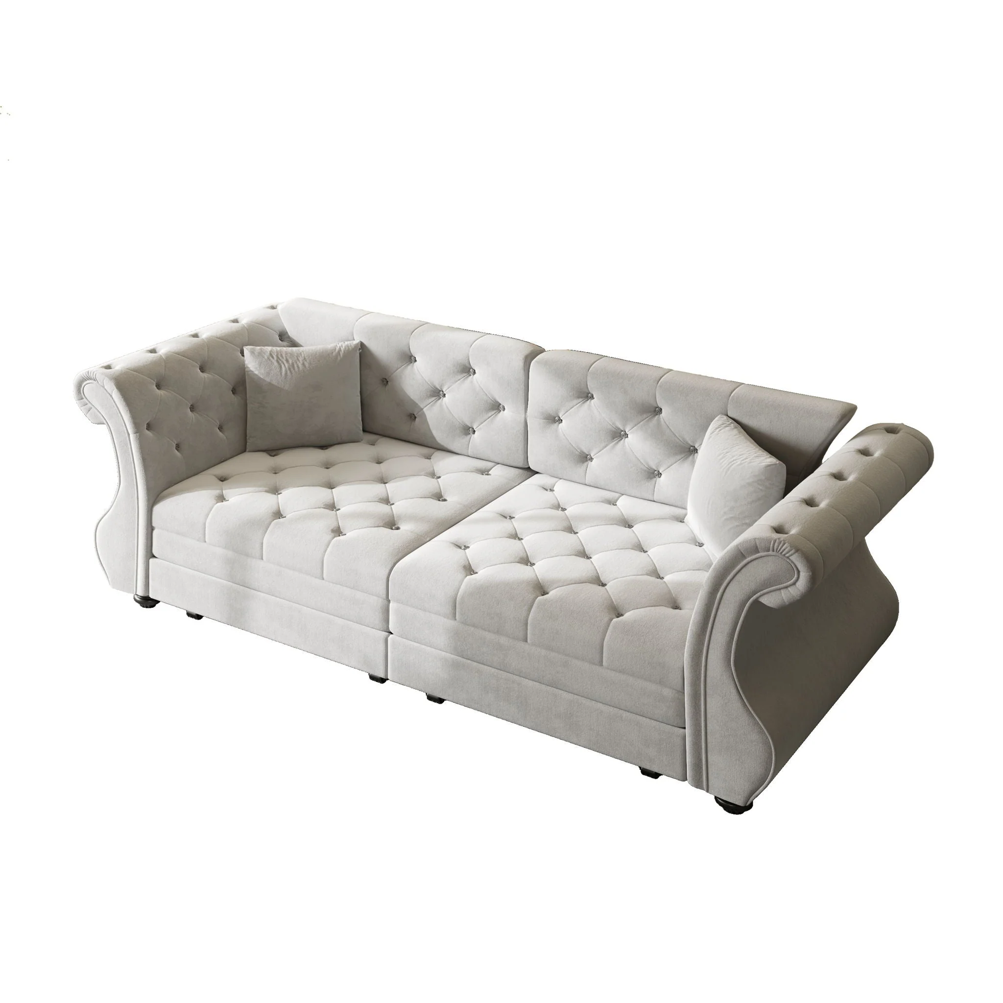 Oversized Chesterfield Pull Out Sofa Bed, Roll Arm Couch With Flower Tufting For Living Room - Image 5