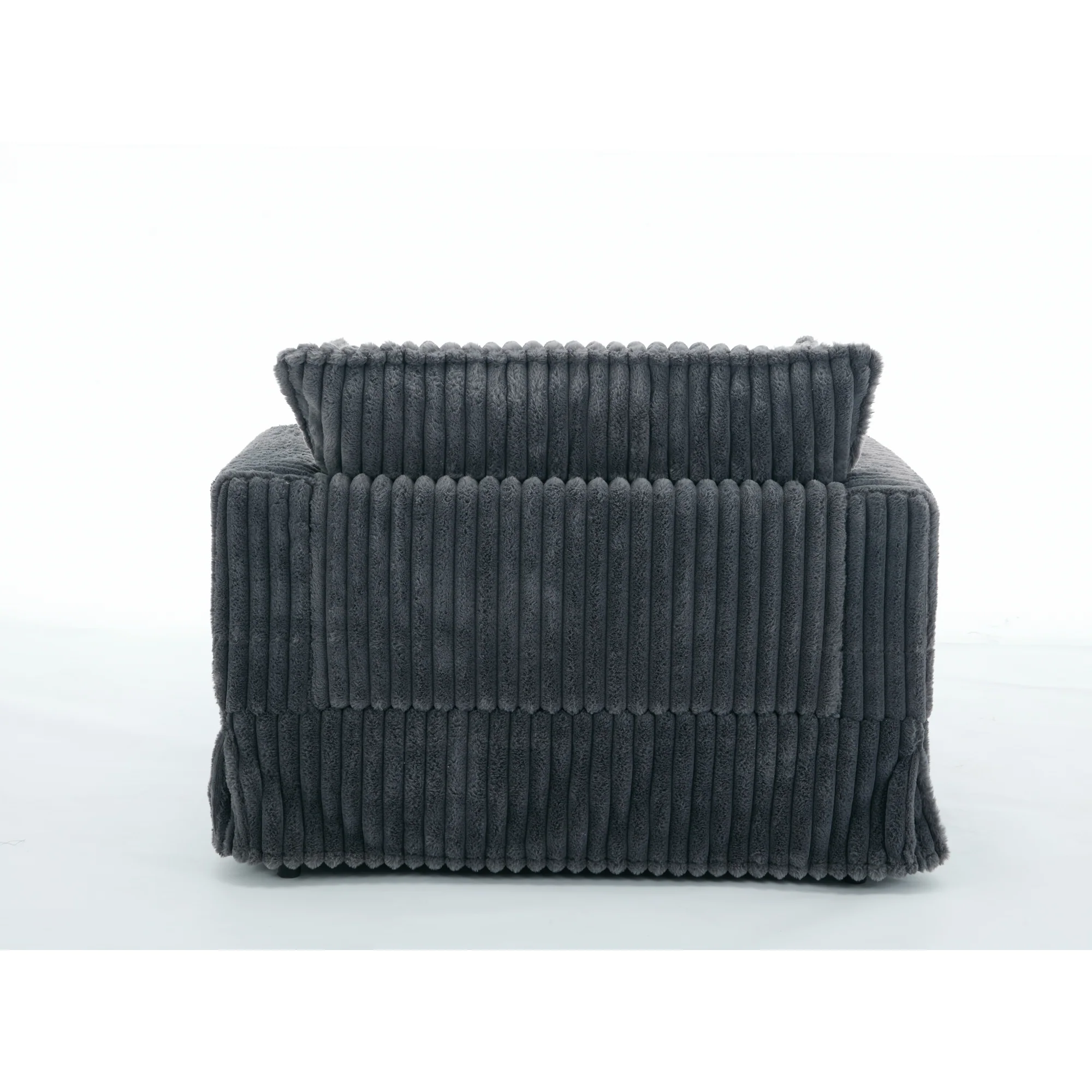 Oversized Corduroy Chaise Lounge with Ottoman in Dark Gray - Image 23