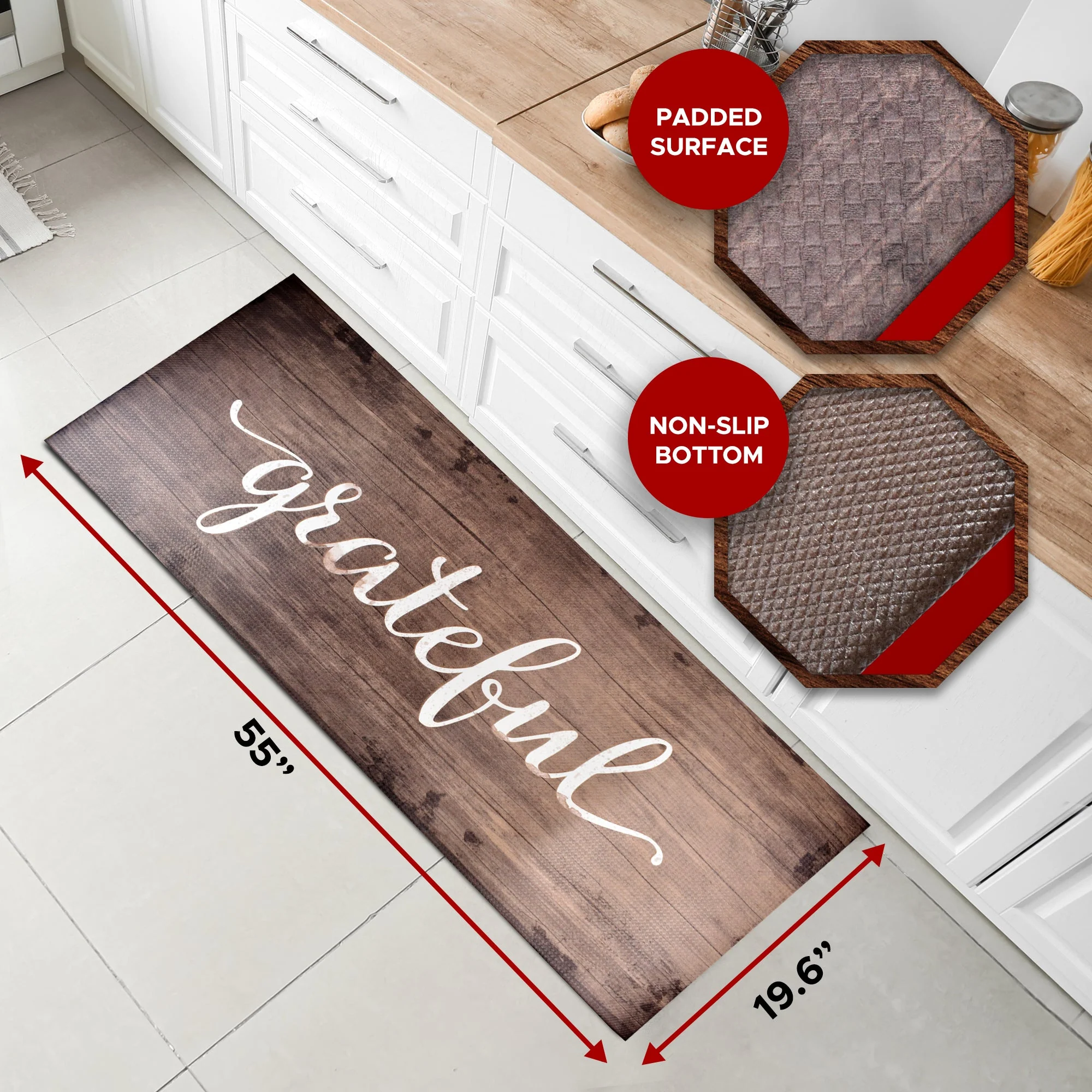 Oversized Cushioned Anti-Fatigue Kitchen Mat (Grateful) - Image 8