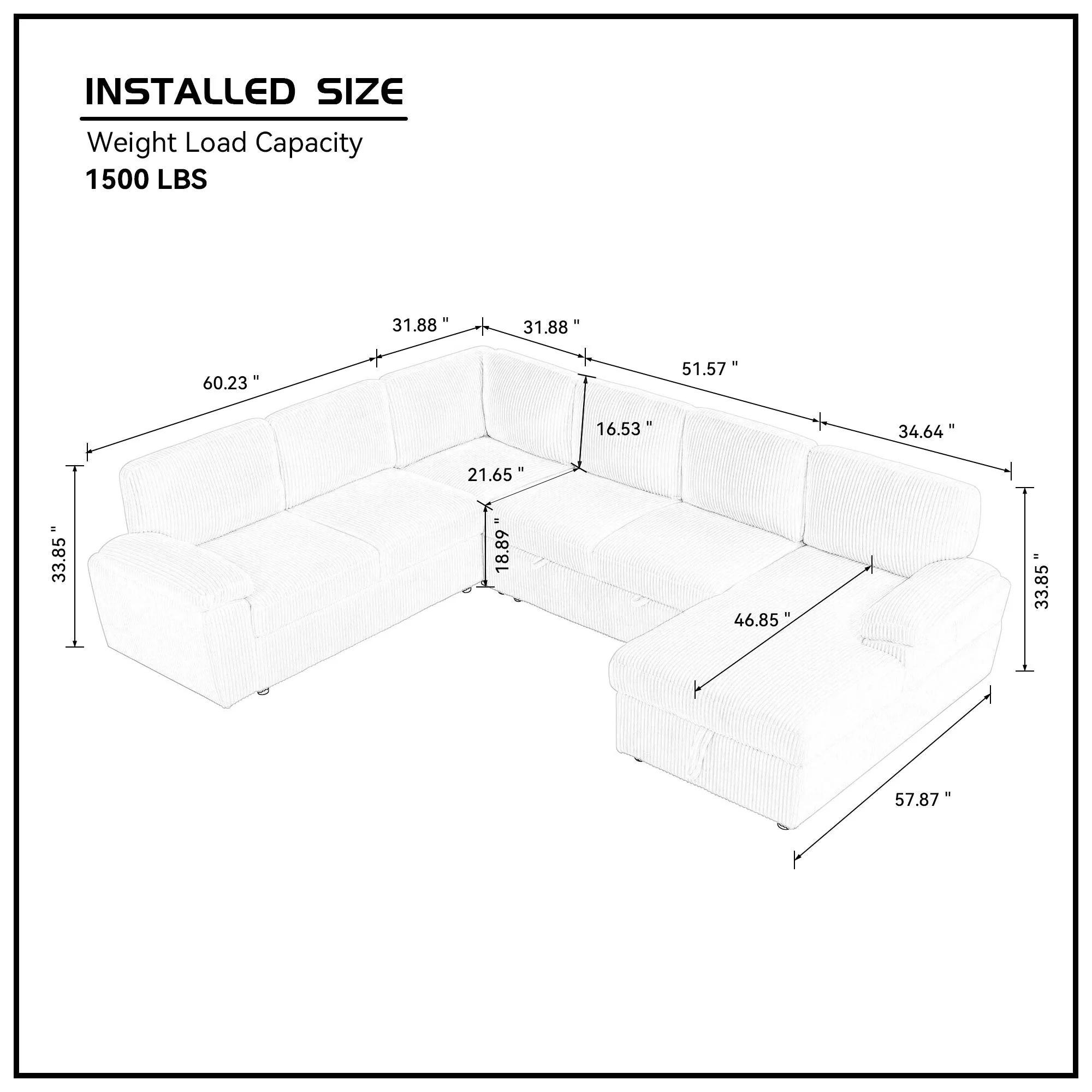 Oversized Modular Storage Sectional Sofa Couch - Image 10