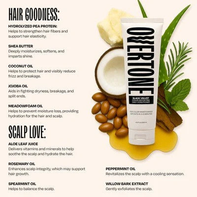 Overtone Black Velvet Semi-Permanent Hair Color Conditioner 4.5 oz - Image 3