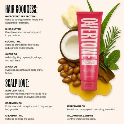 Overtone Raspberry Pink Semi-Permanent Hair Dye and Conditioner - Image 3