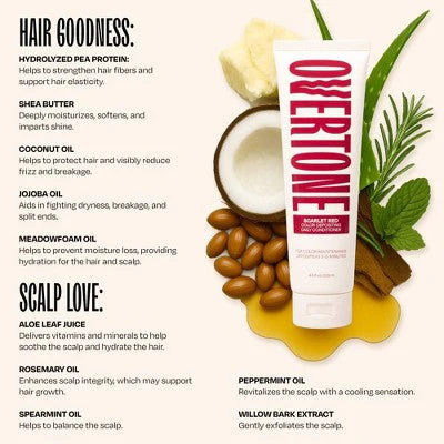 Overtone Scarlet Red Daily Conditioner - Semi-Permanent Ruby Red 4.5 oz - Image 3