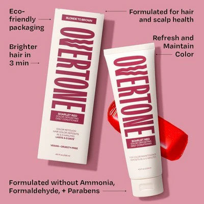 Overtone Scarlet Red Daily Conditioner - Semi-Permanent Ruby Red 4.5 oz - Image 6