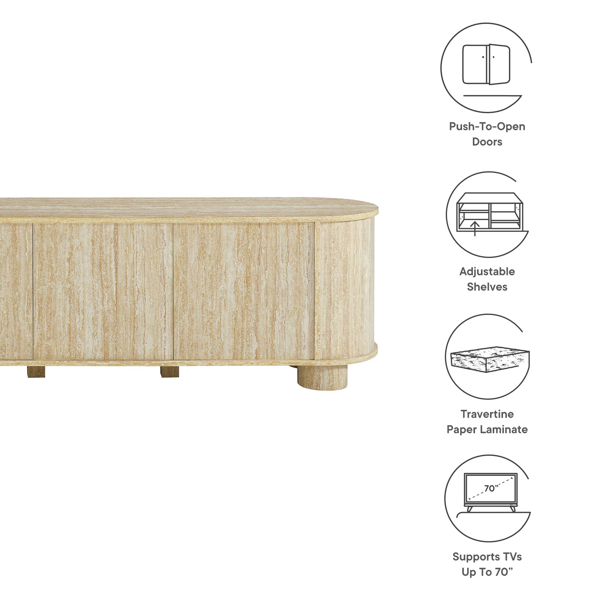 Overture 63” Oval Faux Travertine TV Stand by Modway - Image 2