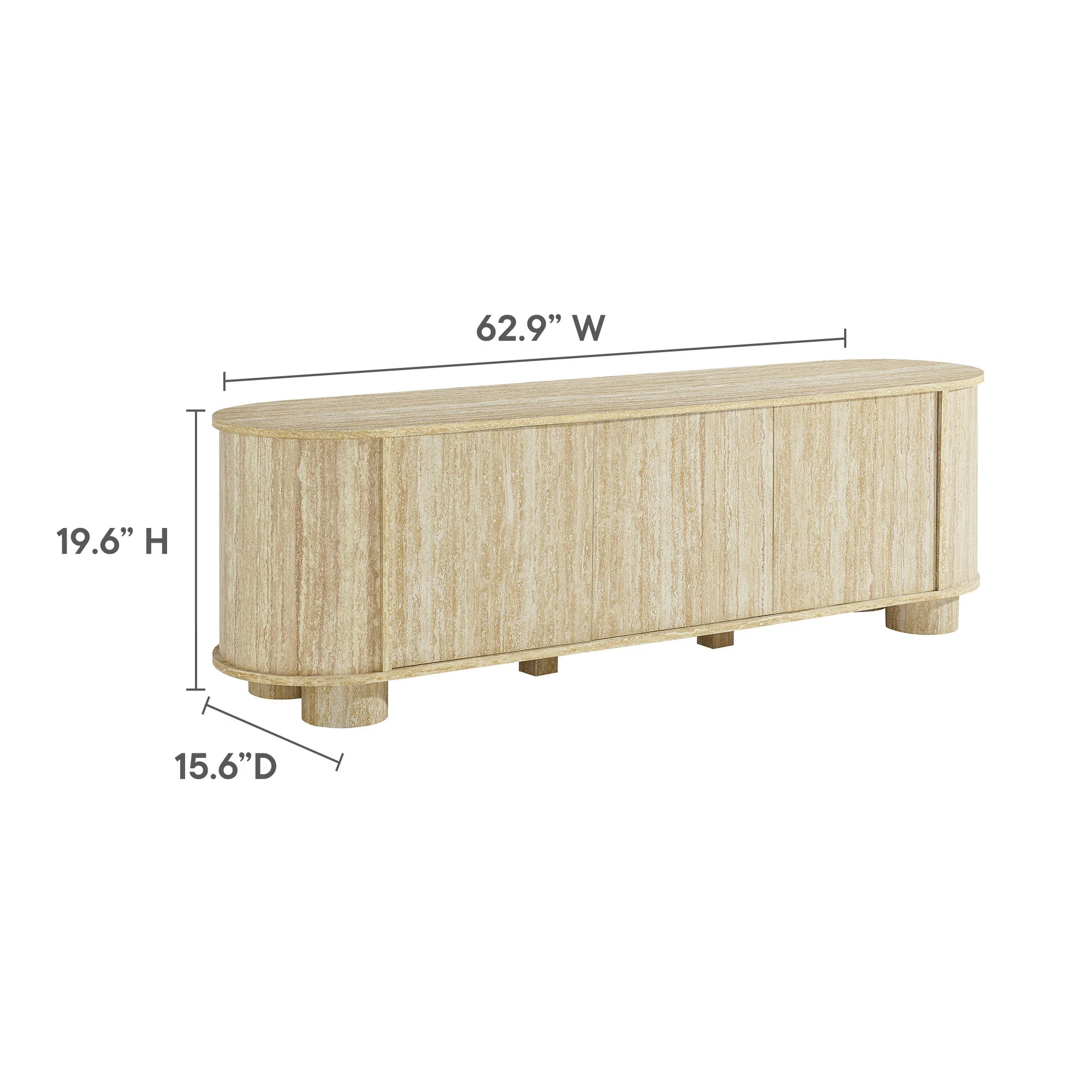 Overture 63” Oval Faux Travertine TV Stand by Modway - Image 3