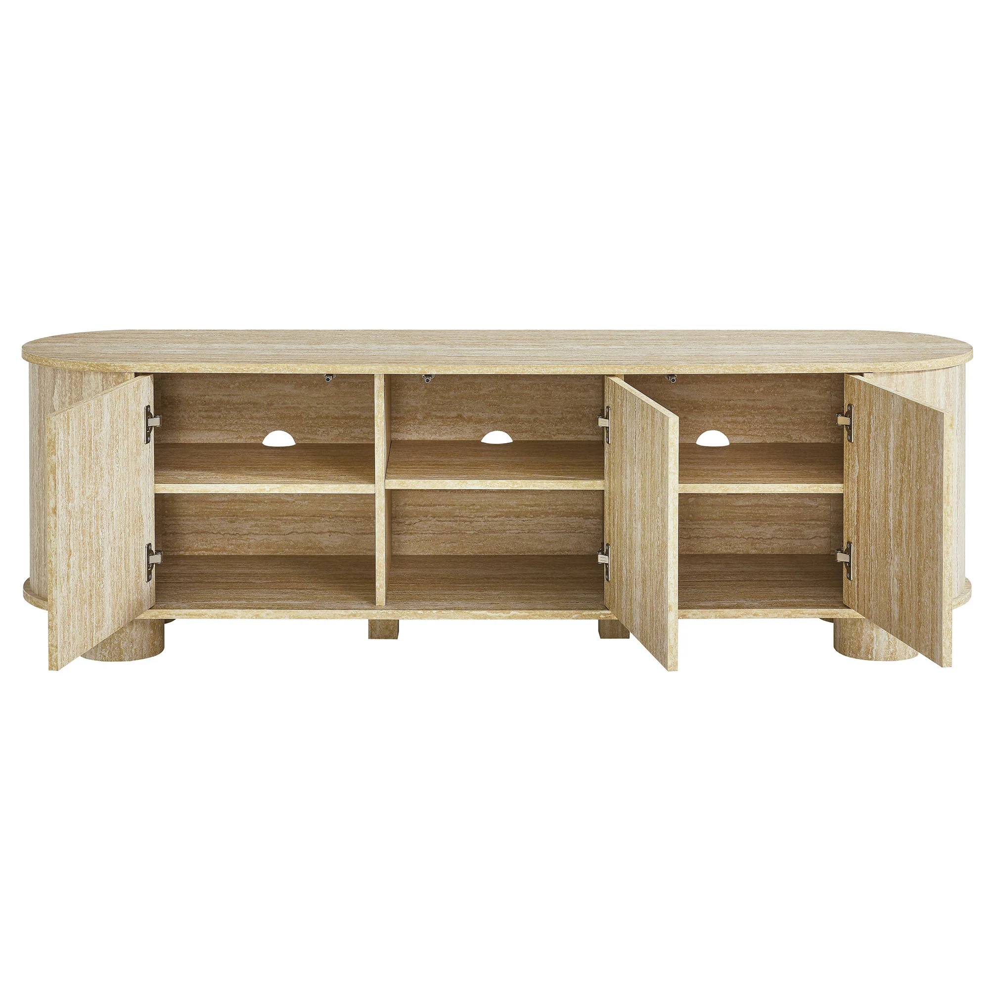 Overture 63” Oval Faux Travertine TV Stand by Modway - Image 6