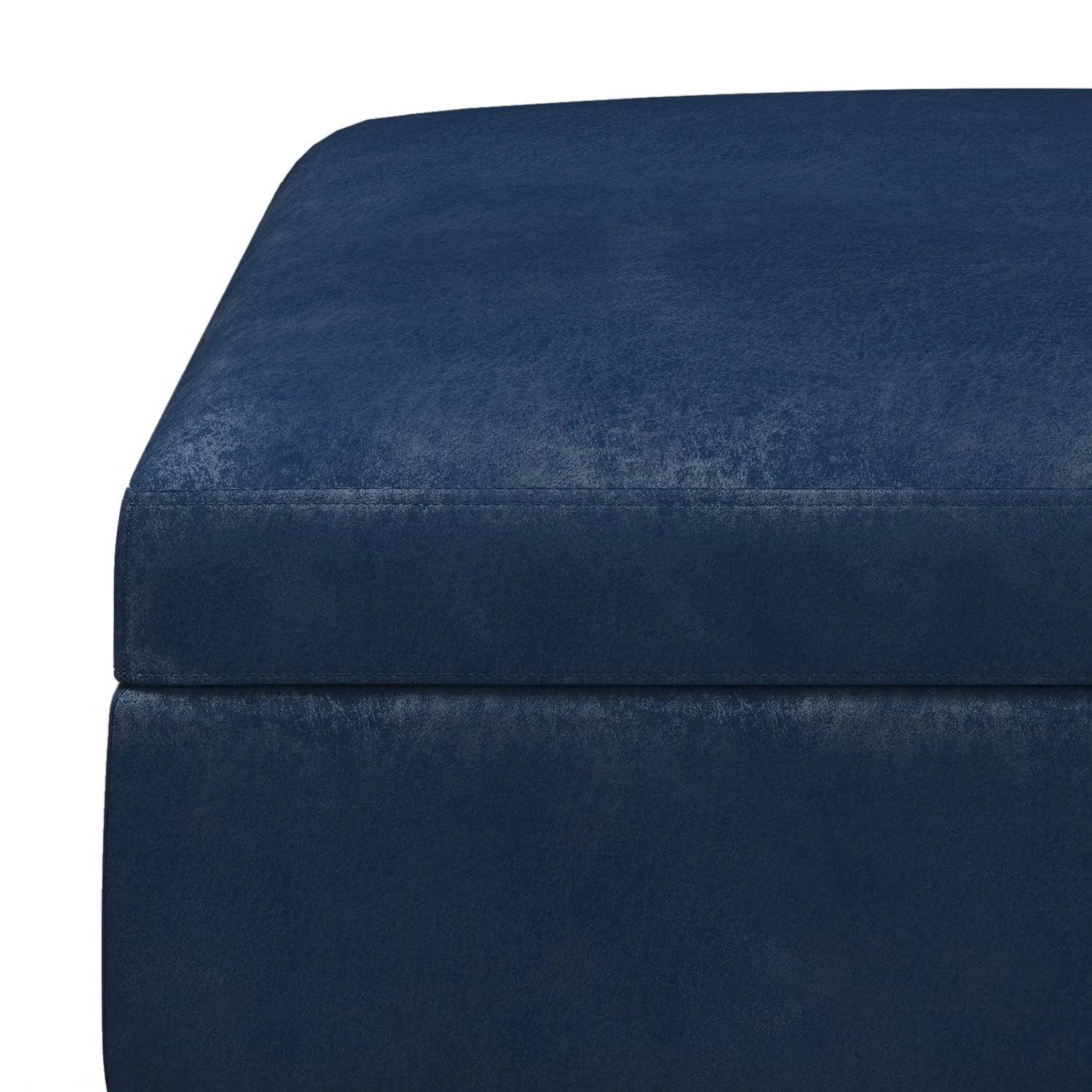 Owen Square Coffee Table Storage Ottoman - Distressed Dark Blue - Image 5