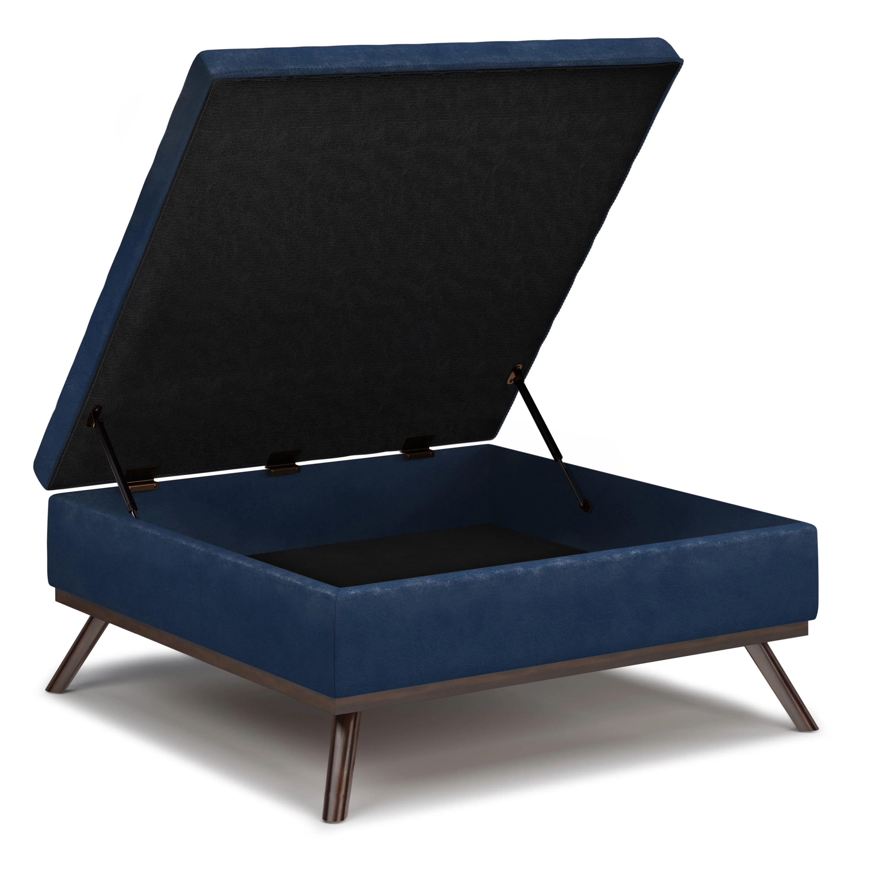 Owen Square Coffee Table Storage Ottoman - Distressed Dark Blue - Image 6