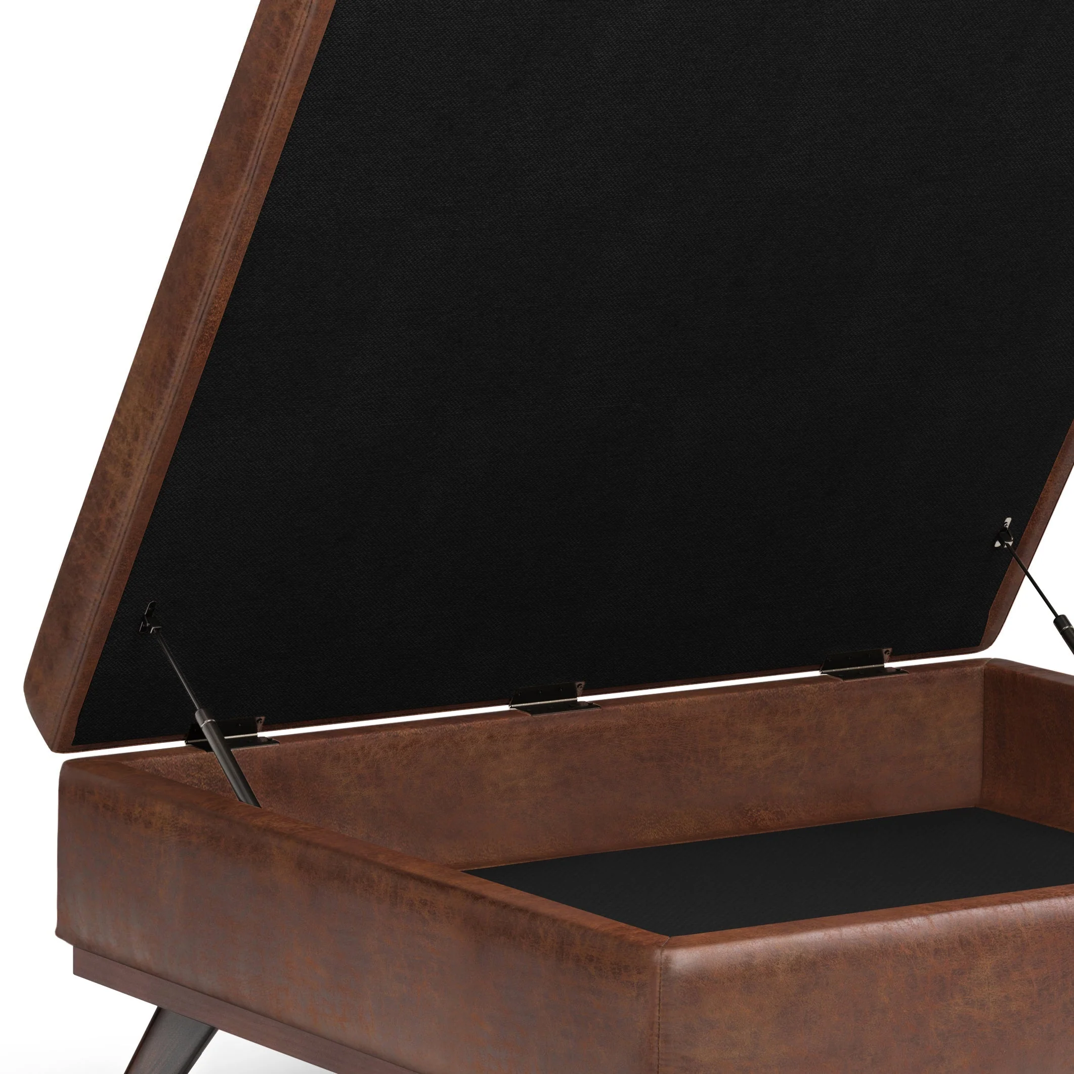Owen XL Square Coffee Table Storage Ottoman - Distressed Saddle Brown - Image 3