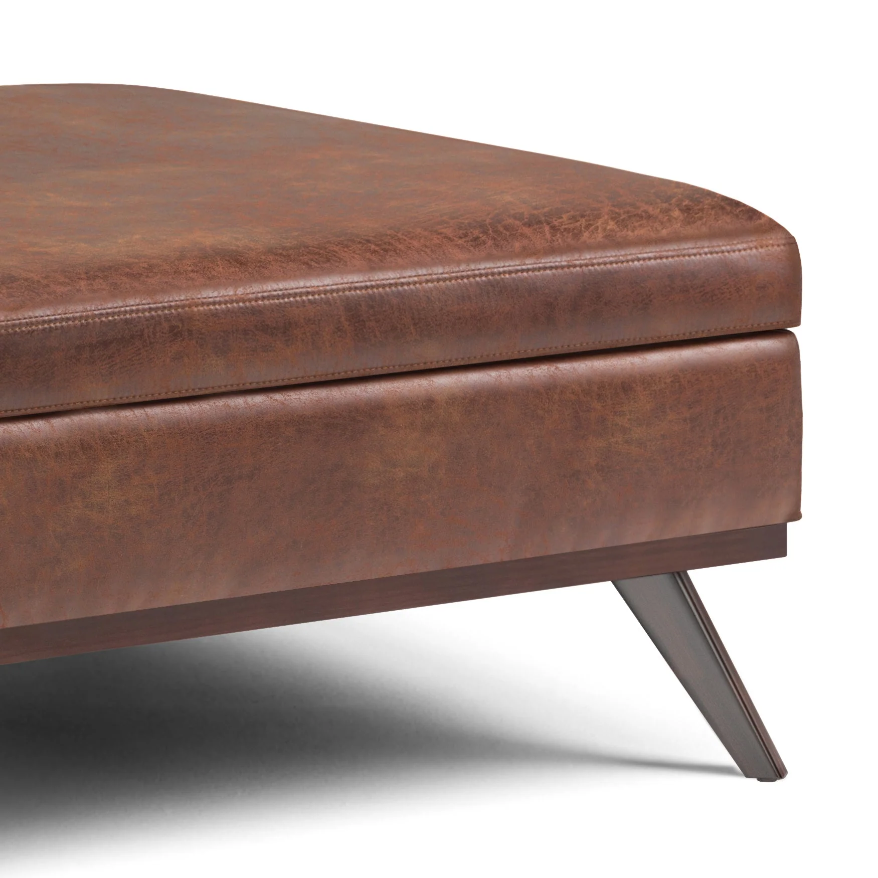 Owen XL Square Coffee Table Storage Ottoman - Distressed Saddle Brown - Image 5