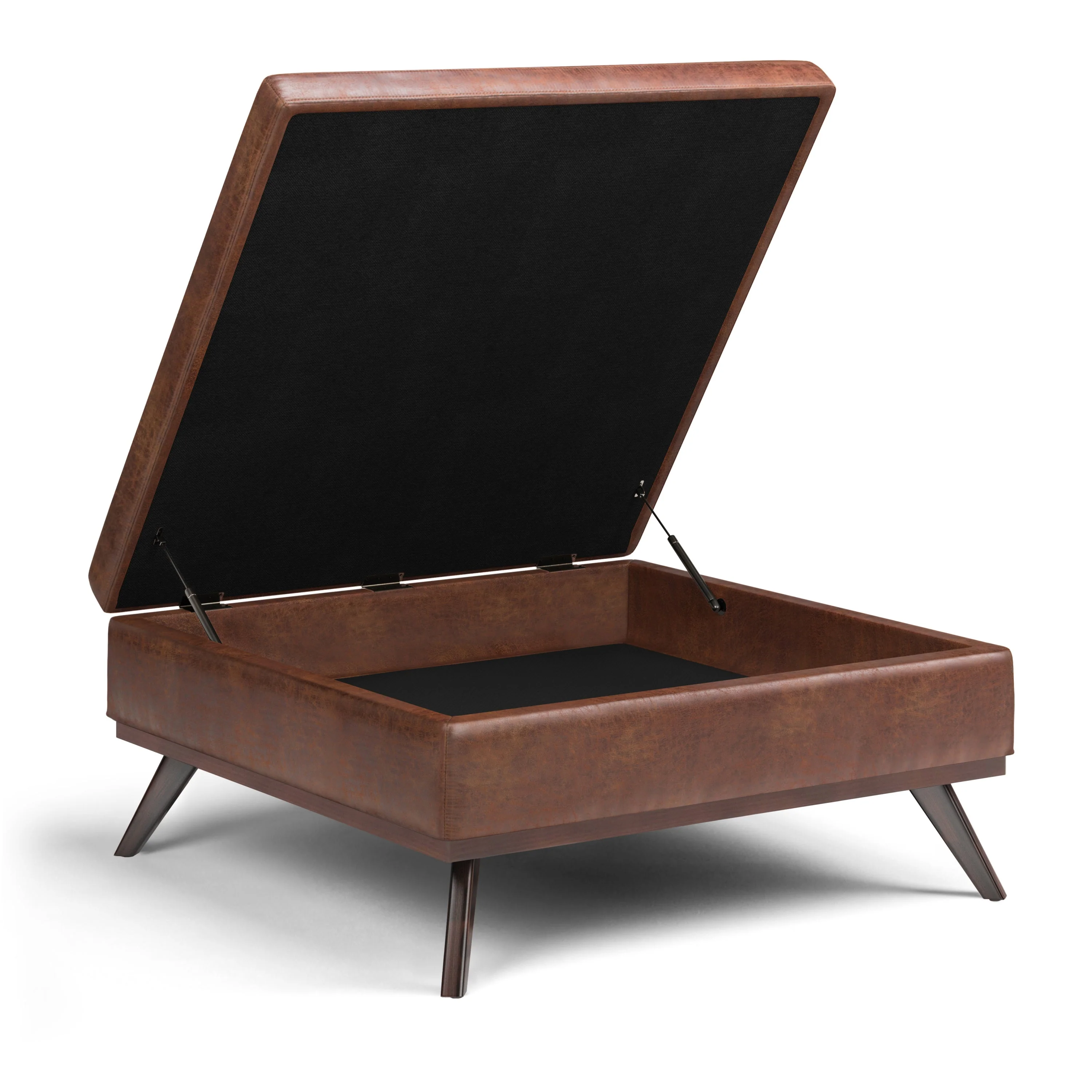 Owen XL Square Coffee Table Storage Ottoman - Distressed Saddle Brown - Image 6
