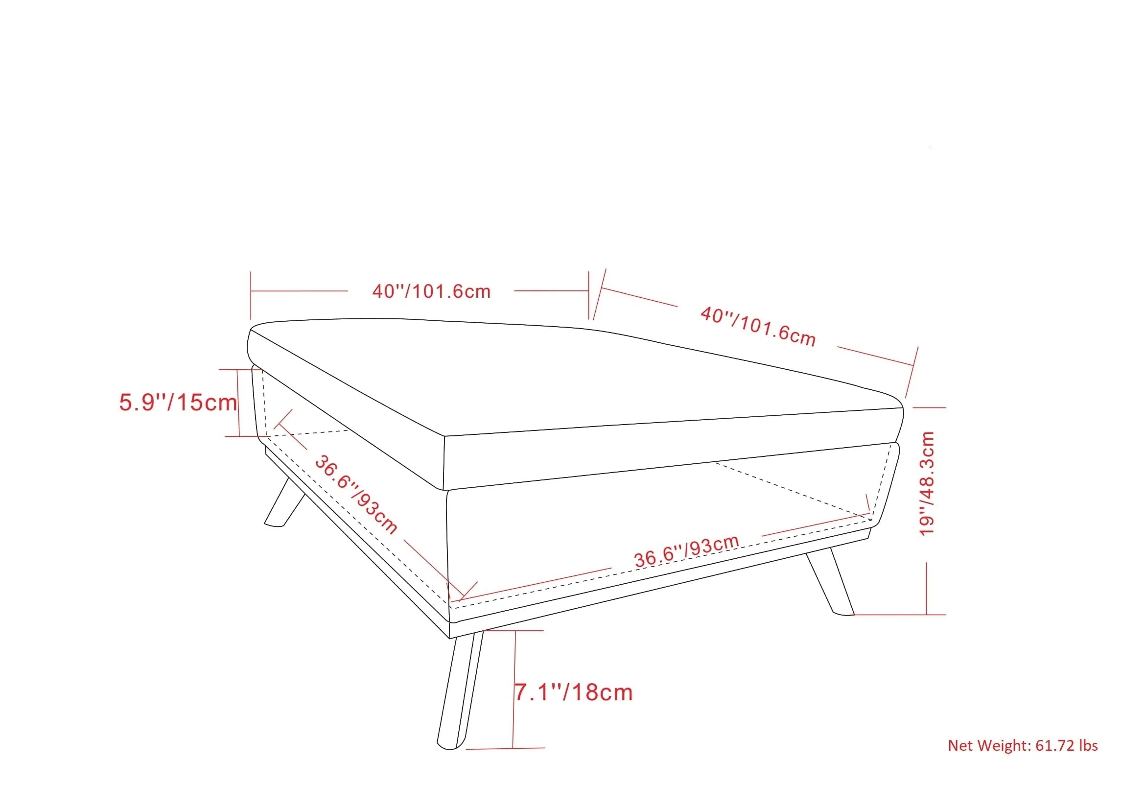 Owen XL Square Coffee Table Storage Ottoman - Distressed Saddle Brown - Image 7