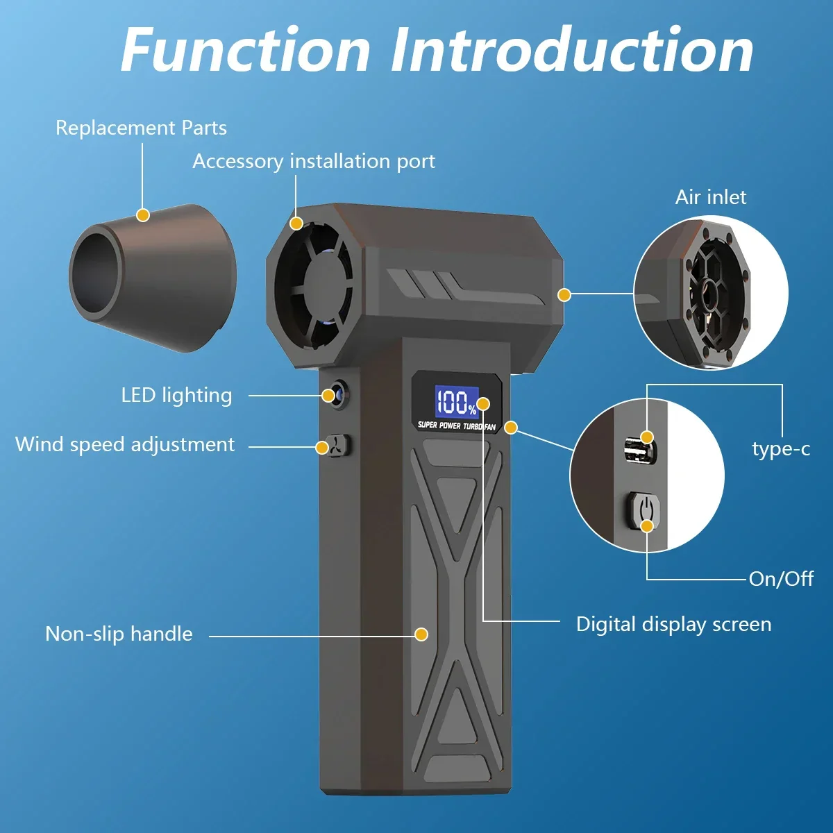 P70 Air Duster 110000RPM Turbo Blower – Cordless Compressed Air Cleaner with LED - Image 5