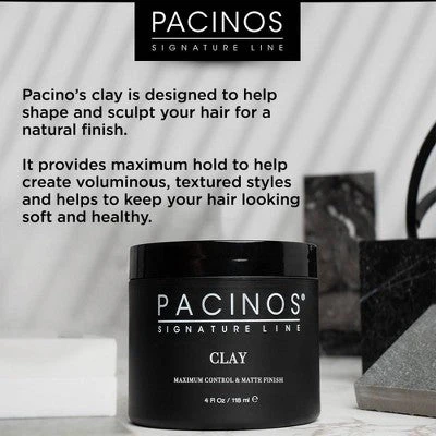 Pacinos Matte Clay 4oz - Strong Hold Texturizing Hair Clay - Image 6