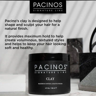 Pacinos Matte Clay 4oz - Strong Hold Texturizing Hair Clay - Image 8