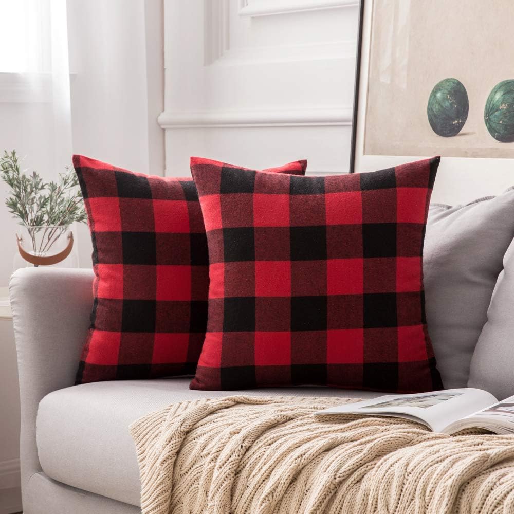 Pack of 1 buffalo-check throw pillow (cover and insert) size 18"x18 with 450g insert - Image 14