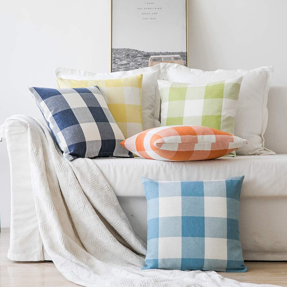Pack of 1 buffalo-check throw pillow (cover and insert) size 18"x18 with 450g insert - Image 4