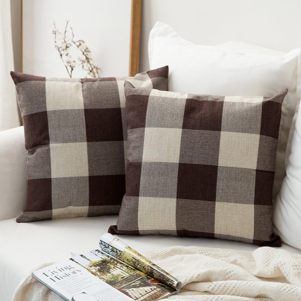 Pack of 1 buffalo-check throw pillow (cover and insert) size 18"x18 with 450g insert - Image 7