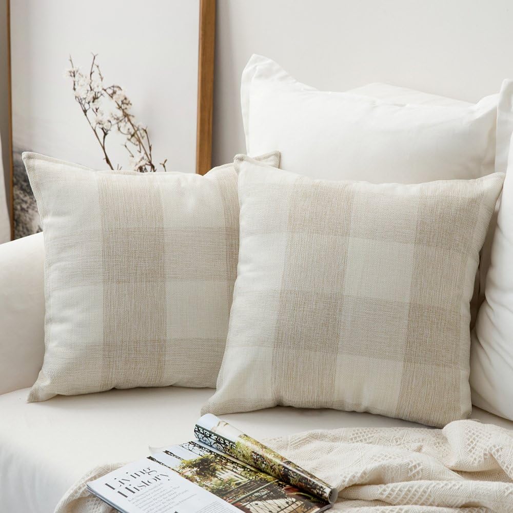 Pack of 1 buffalo-check throw pillow (cover and insert) size 18"x18 with 450g insert - Image 9
