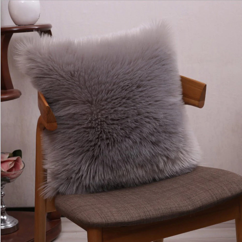 Pack of 1 Furry fur (front) Faux (back) pillow 3 sizes and colors options, Blue, fur, 18X18 – Fancy & Stacy - Image 7