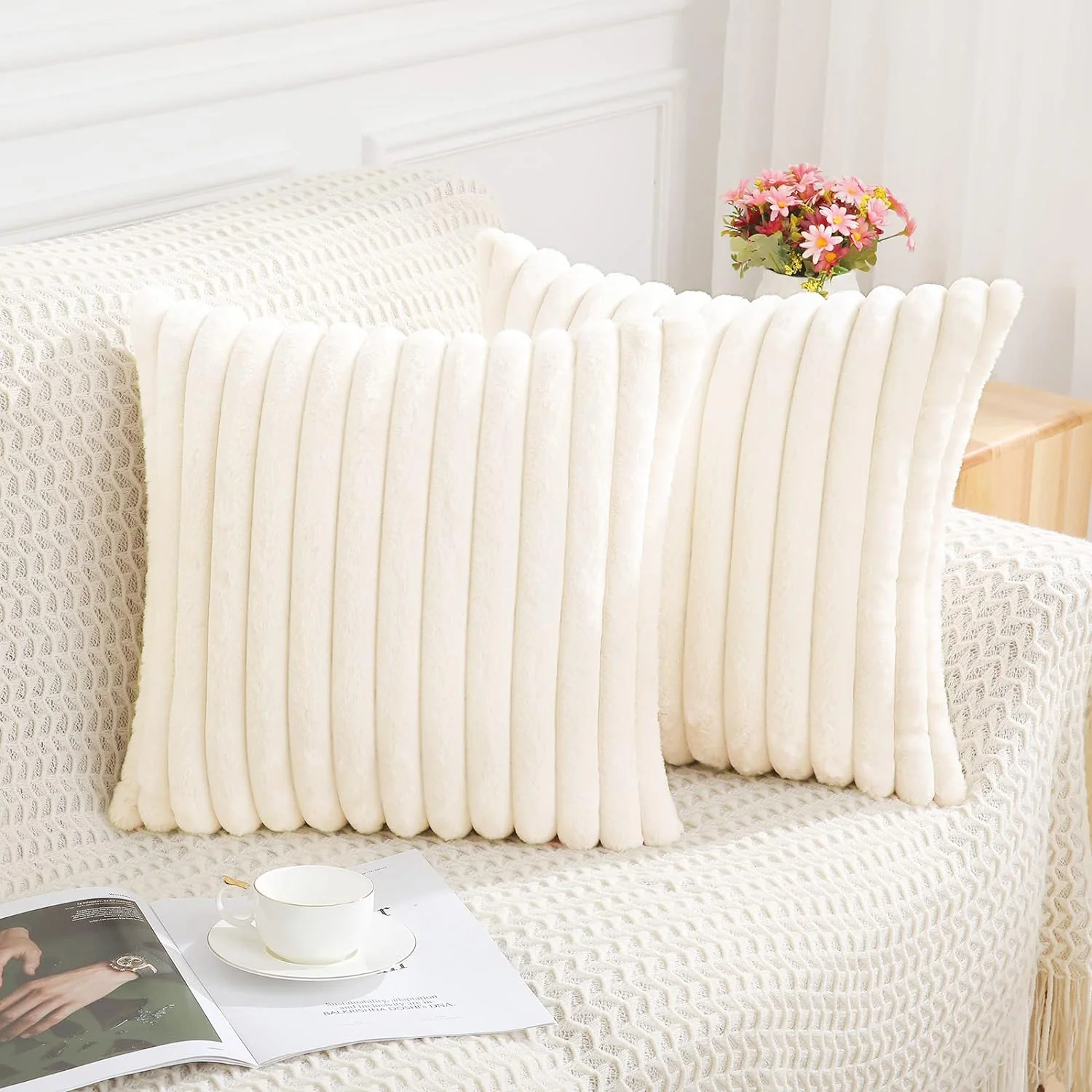 Pack of 2 Polyester Blend Square Throw Pillows & 450g Insert reversible sides, removable cover size 18x18 inch - Image 22