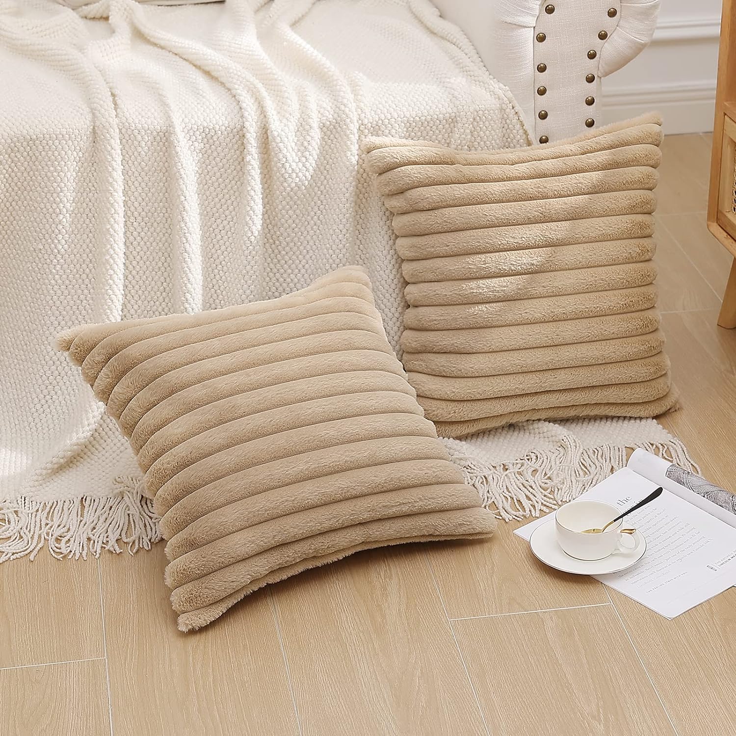 Pack of 2 Polyester Blend Square Throw Pillows & 450g Insert reversible sides, removable cover size 18x18 inch - Image 24