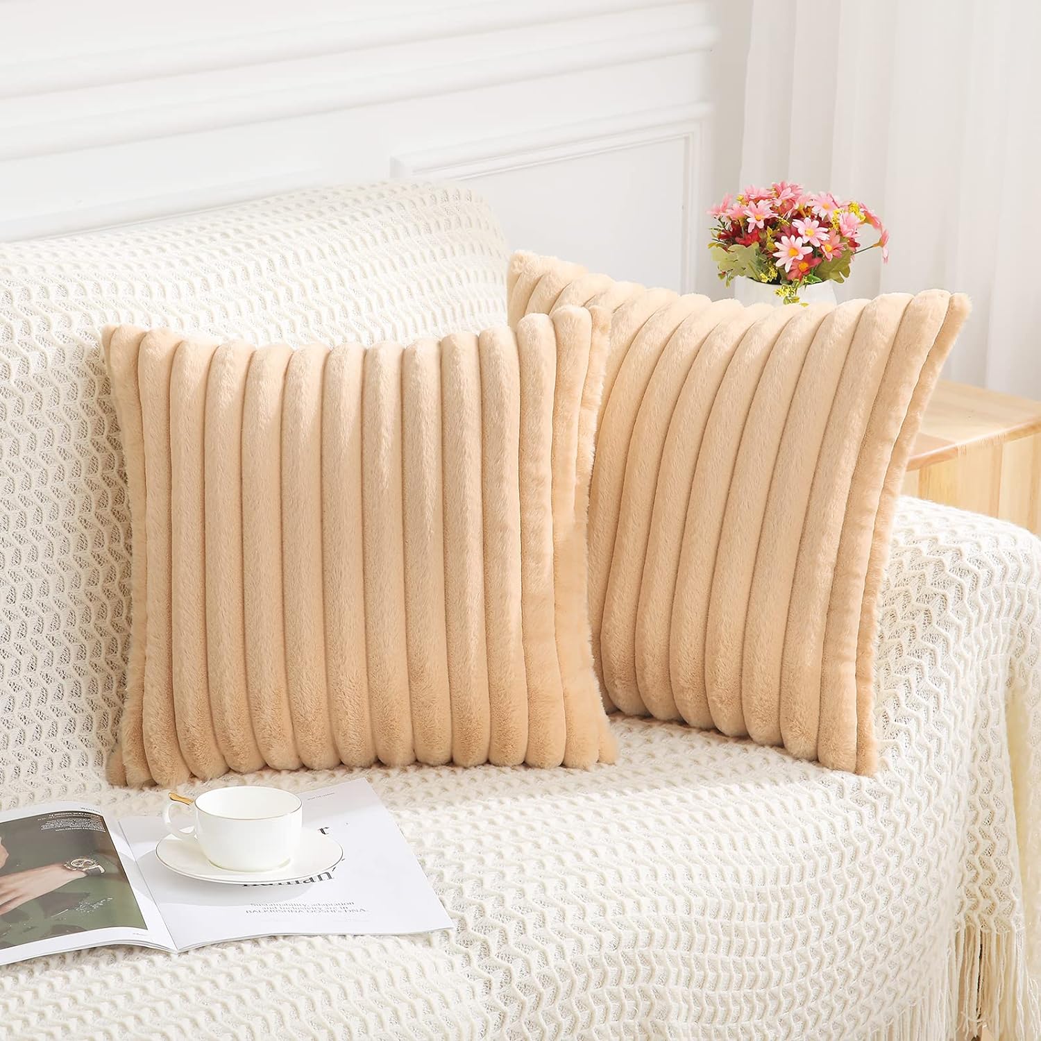 Pack of 2 Polyester Blend Square Throw Pillows & 450g Insert reversible sides, removable cover size 18x18 inch - Image 31