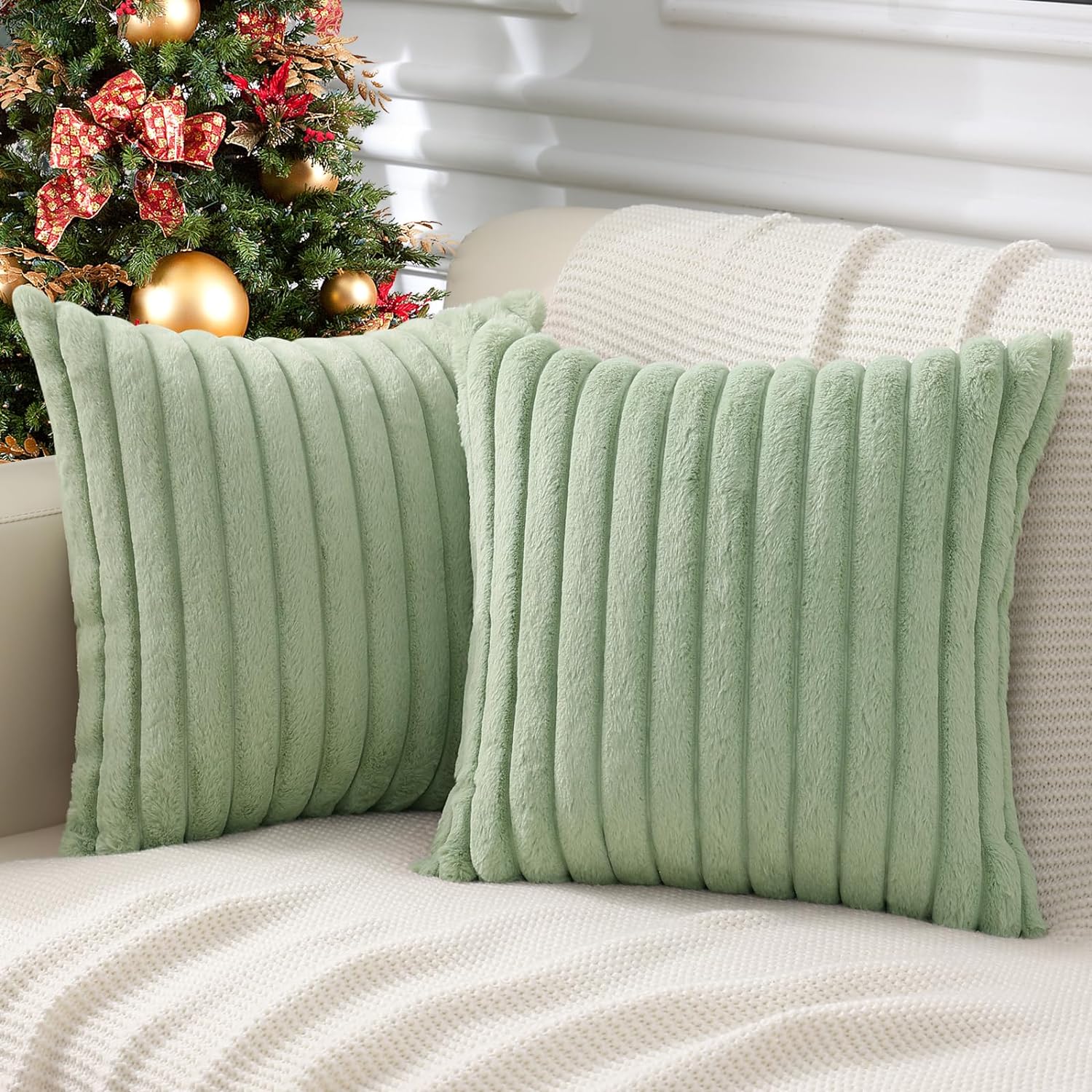 Pack of 2 Polyester Blend Square Throw Pillows & 450g Insert reversible sides, removable cover size 18x18 inch - Image 34